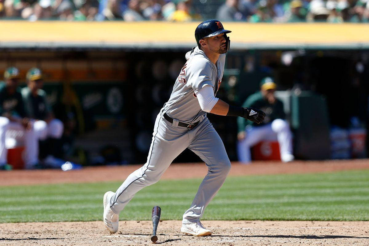 Nick Castellanos, gray uniform, bat, SD Desktop Wallpaper