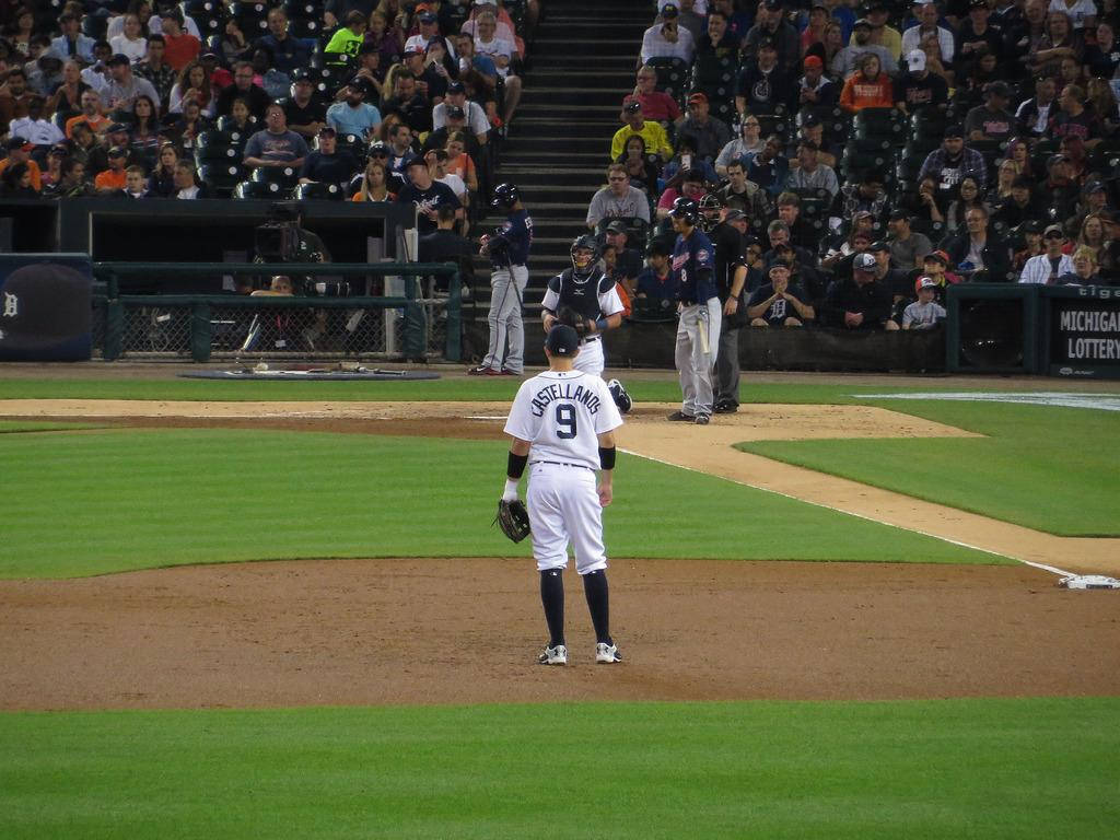 Nick Castellanos, white uniform, number 9, SD Desktop Wallpaper