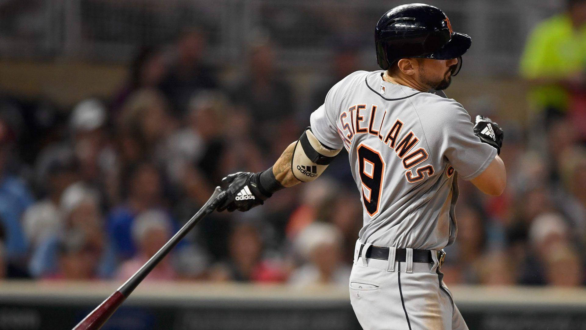 Nick Castellanos, gray uniform, bat, Full HD Desktop Wallpaper