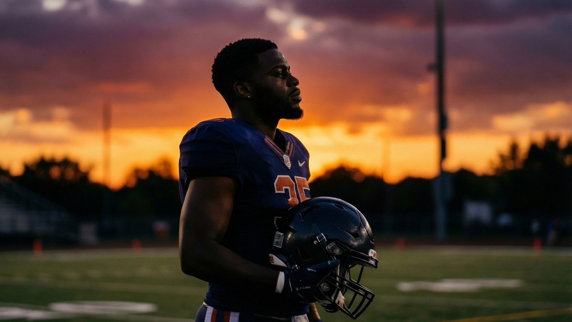 Nick Chubb, sunset, silhouette, Full HD Desktop Wallpaper