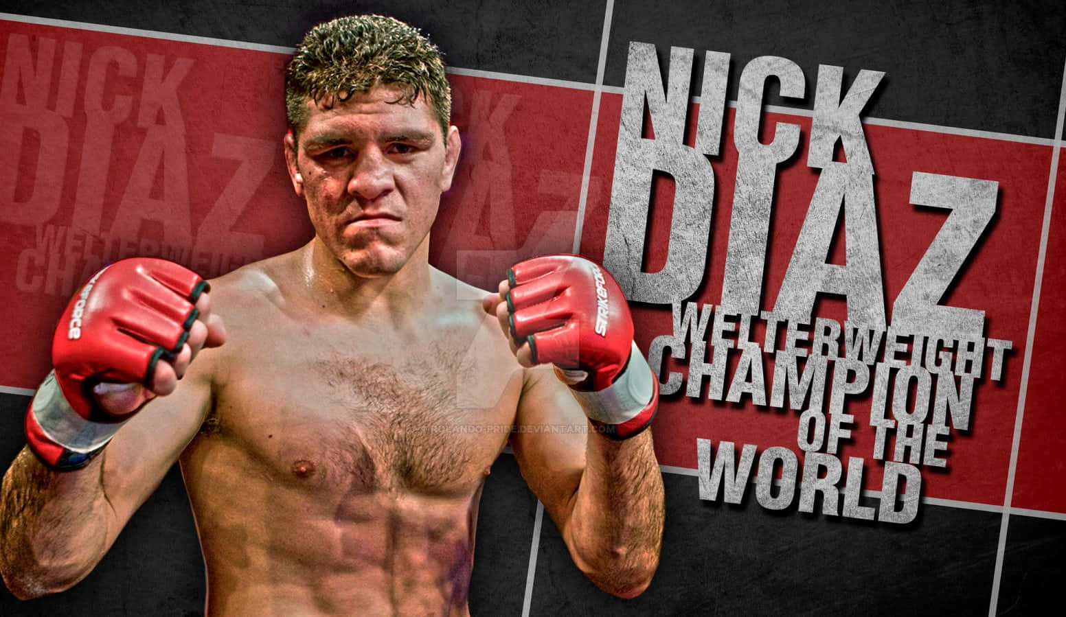 Nick Diaz, welterweight champion, red gloves, HD Desktop Wallpaper