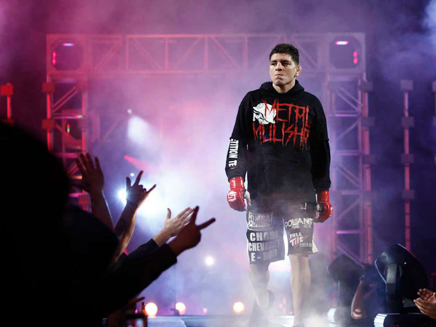Nick Diaz, black hoodie, red gloves, HD Desktop Wallpaper