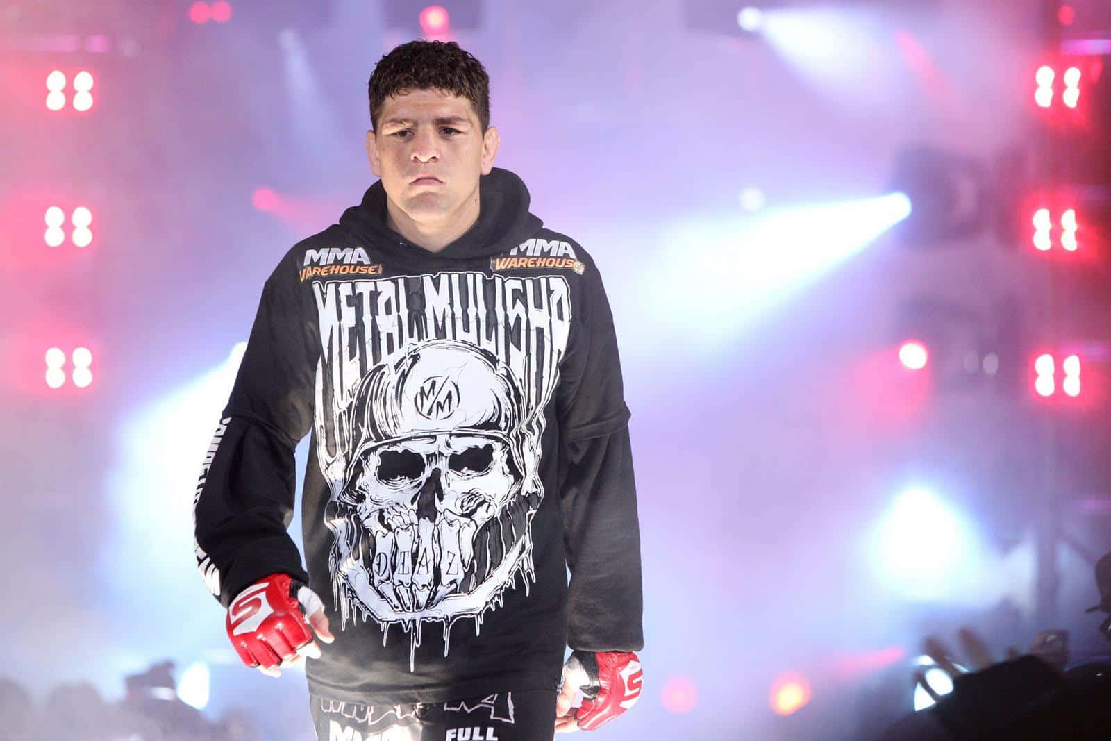 Nick Diaz, black hoodie, skull graphic, HD Desktop Wallpaper