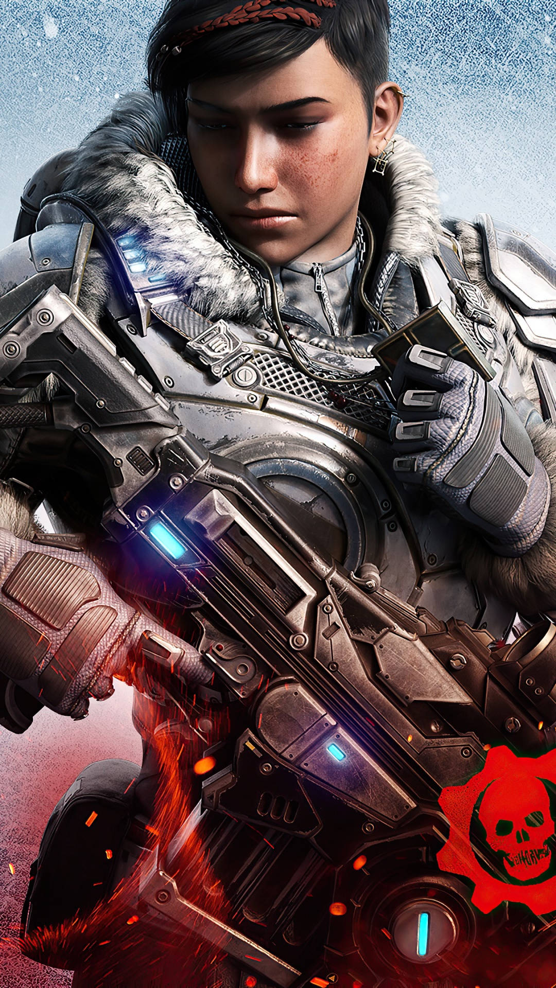 Diaz, logo gears 5 phone, glowing futuristic weapon, Full HD Phone Wallpaper