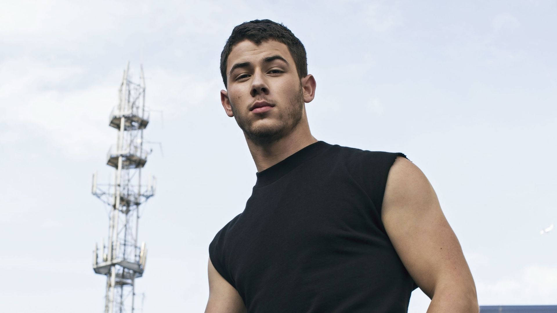 Nick Jonas, sleeveless shirt, black sleeveless shirt, Full HD Desktop Wallpaper