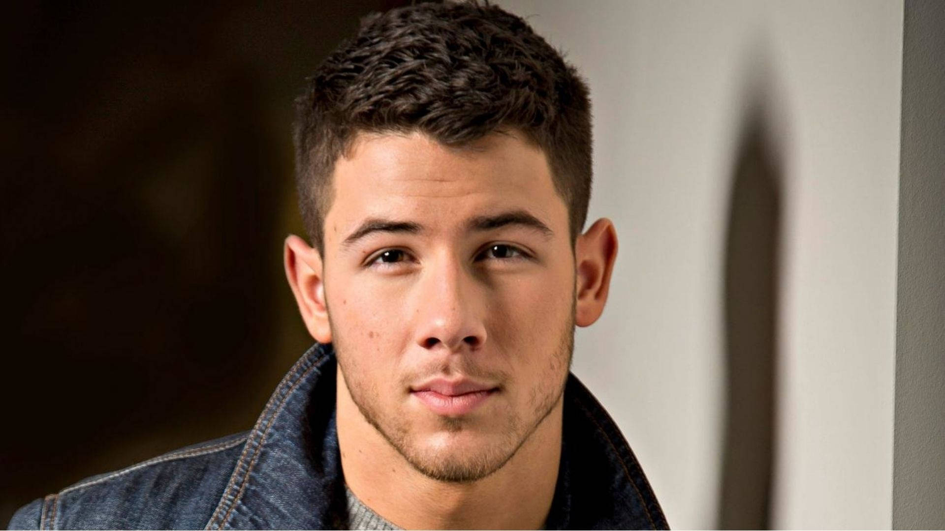 Nick Jonas, denim jacket, short dark hair, Full HD Desktop Wallpaper