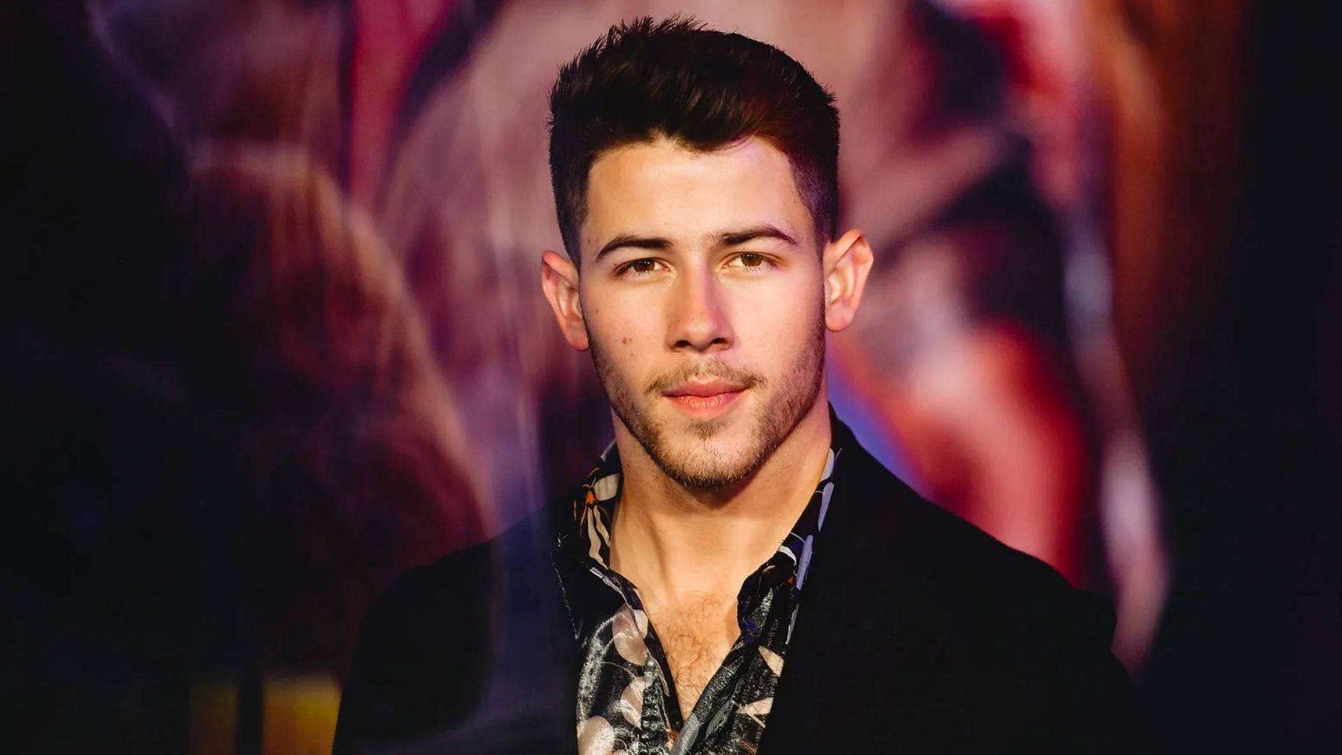 Nick Jonas, colorful lights, close-up portrait, Full HD Desktop Wallpaper