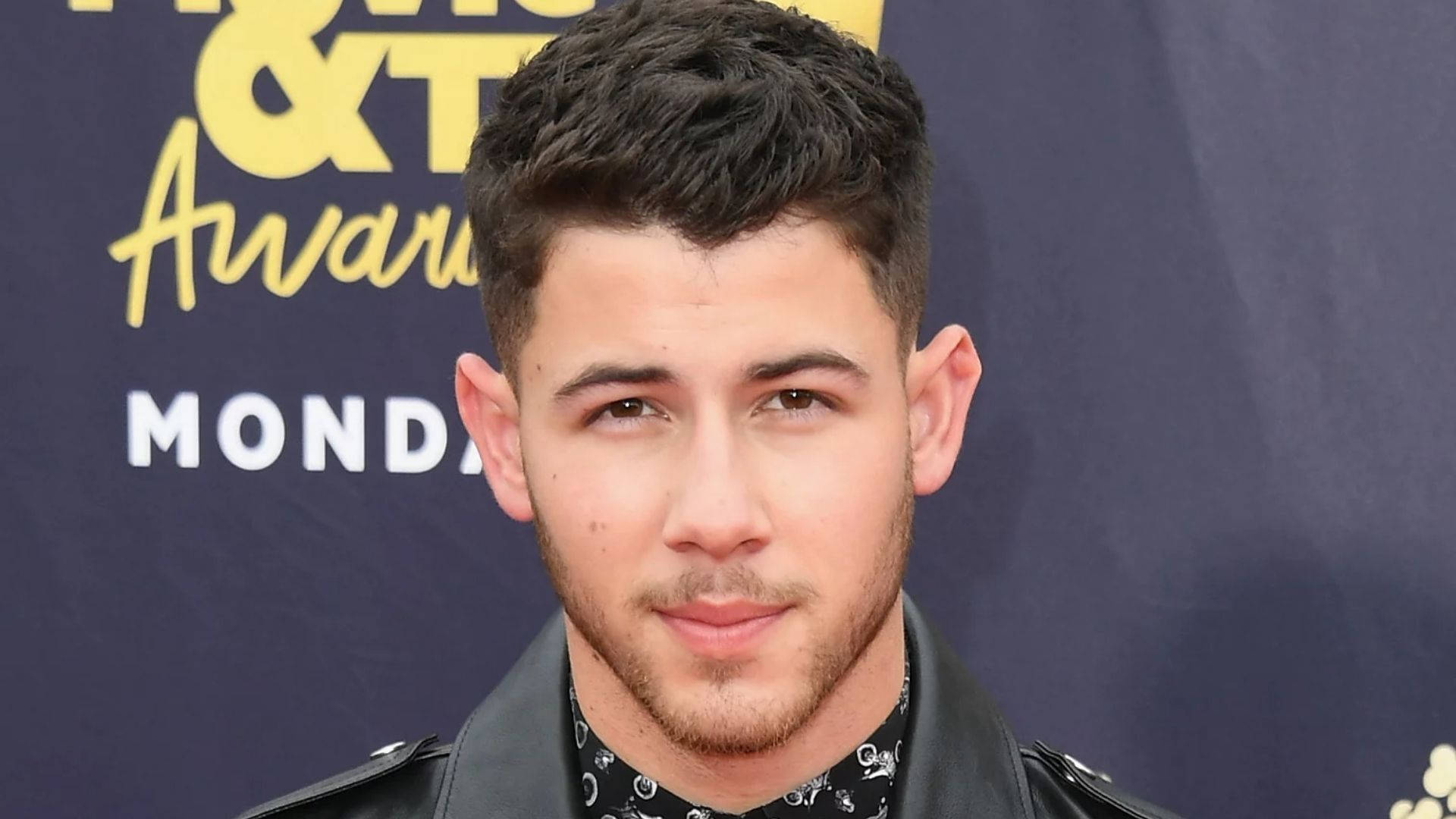 Nick Jonas, black leather jacket, patterned bandana, Full HD Desktop Wallpaper