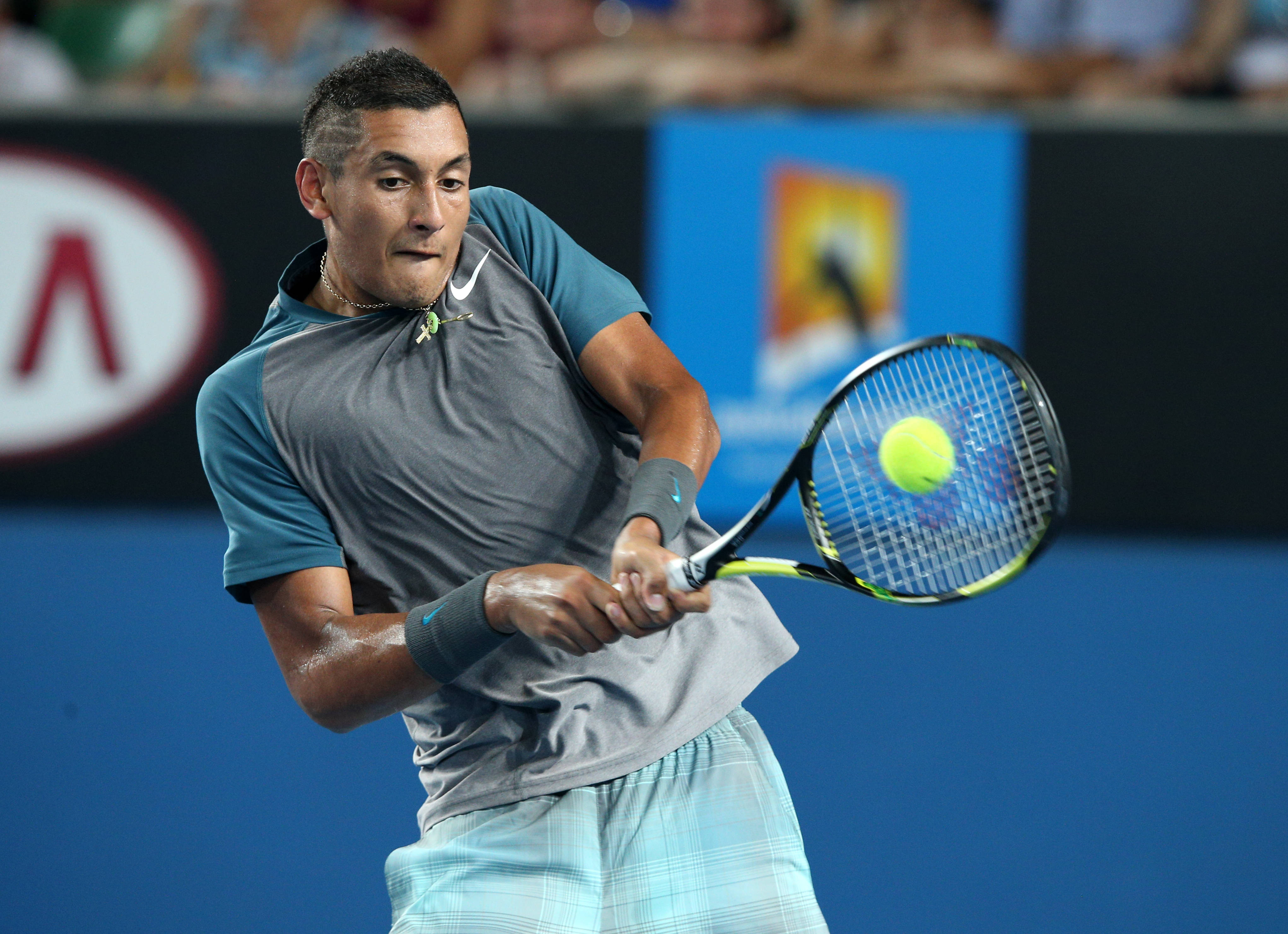 Nick Kyrgios, tennis ball, racket, 4K Desktop Wallpaper