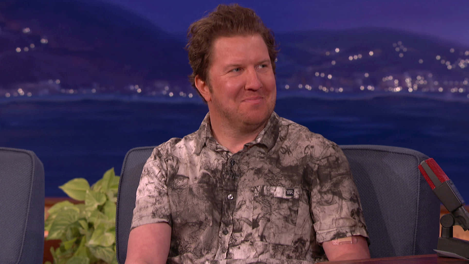 Nick Swardson, talk show set, cityscape, HD Desktop Wallpaper