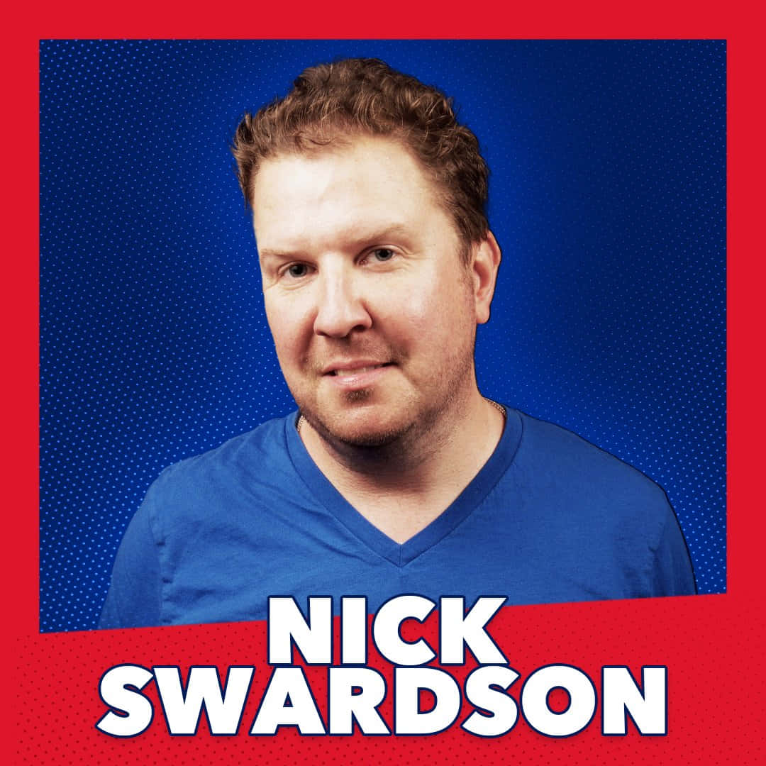 Nick Swardson, curly brown hair, blue shirt, SD Desktop Wallpaper