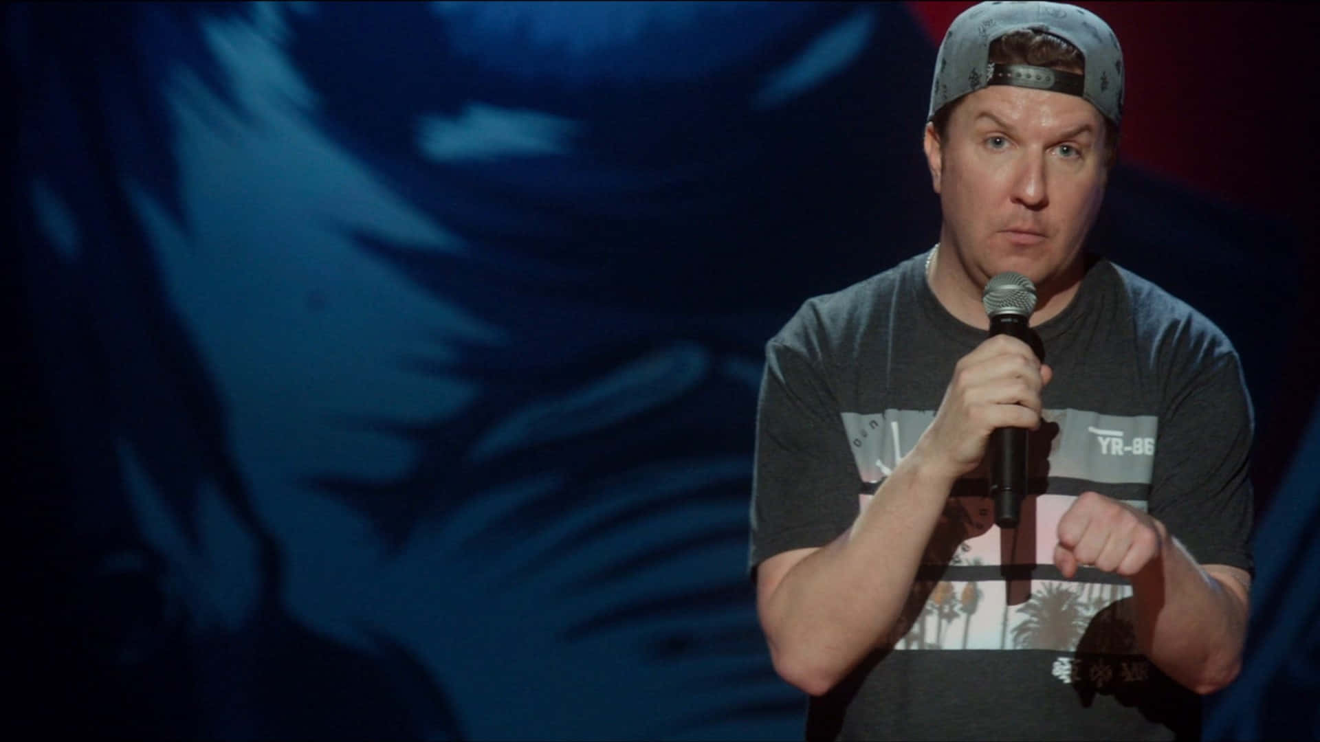 Nick Swardson, cap, microphone, Full HD Desktop Wallpaper