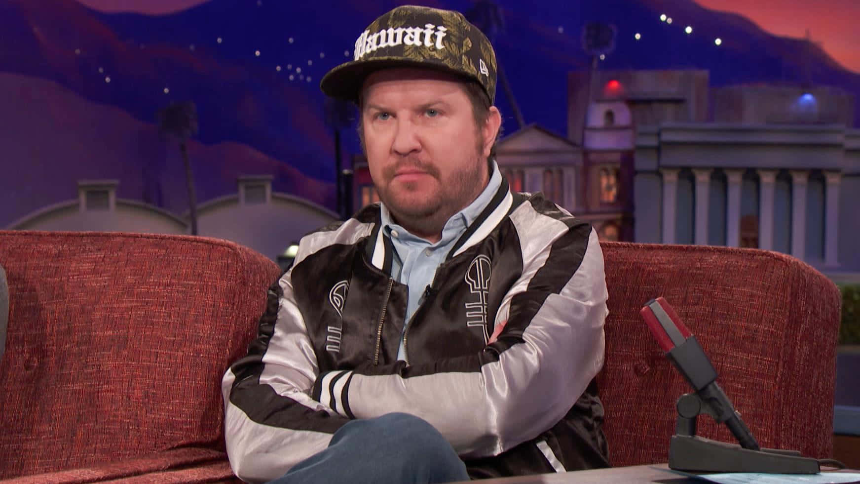 Nick Swardson, camouflage cap, bomber jacket, HD Desktop Wallpaper