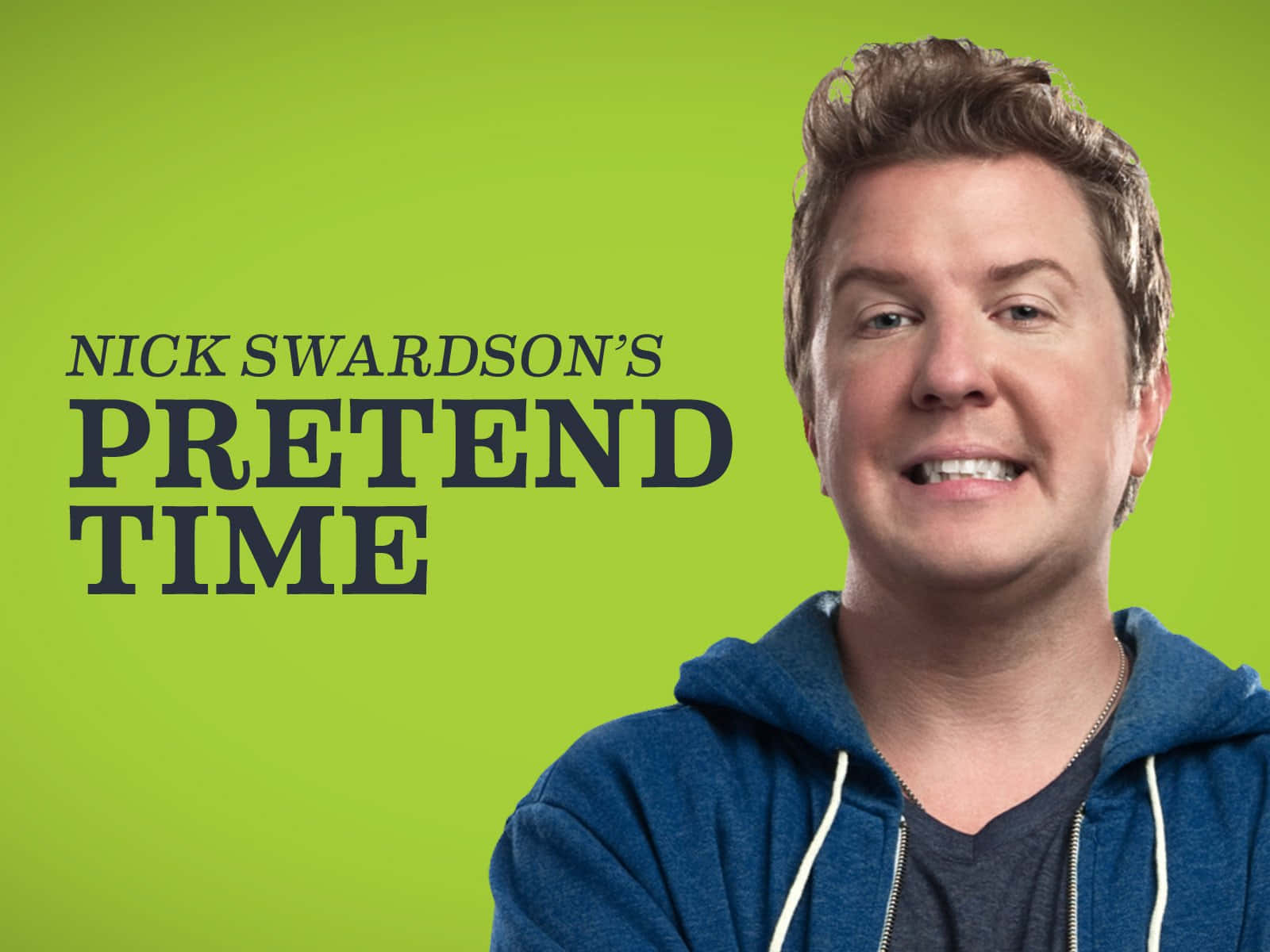 Nick Swardson, blue hoodie, bright green background, HD Desktop Wallpaper