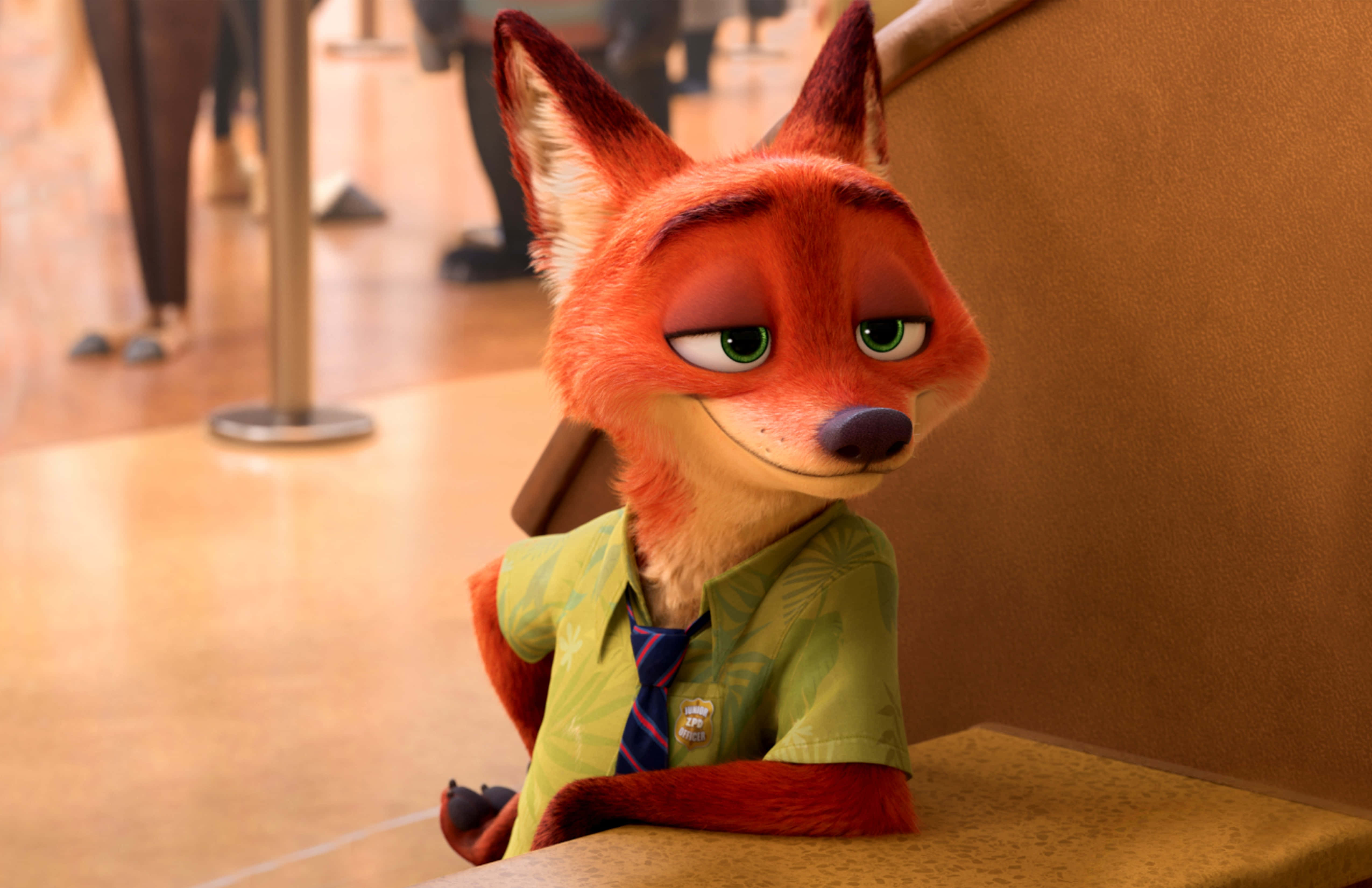 Nick Wilde, green eyes, orange fur, 4K Desktop Wallpaper