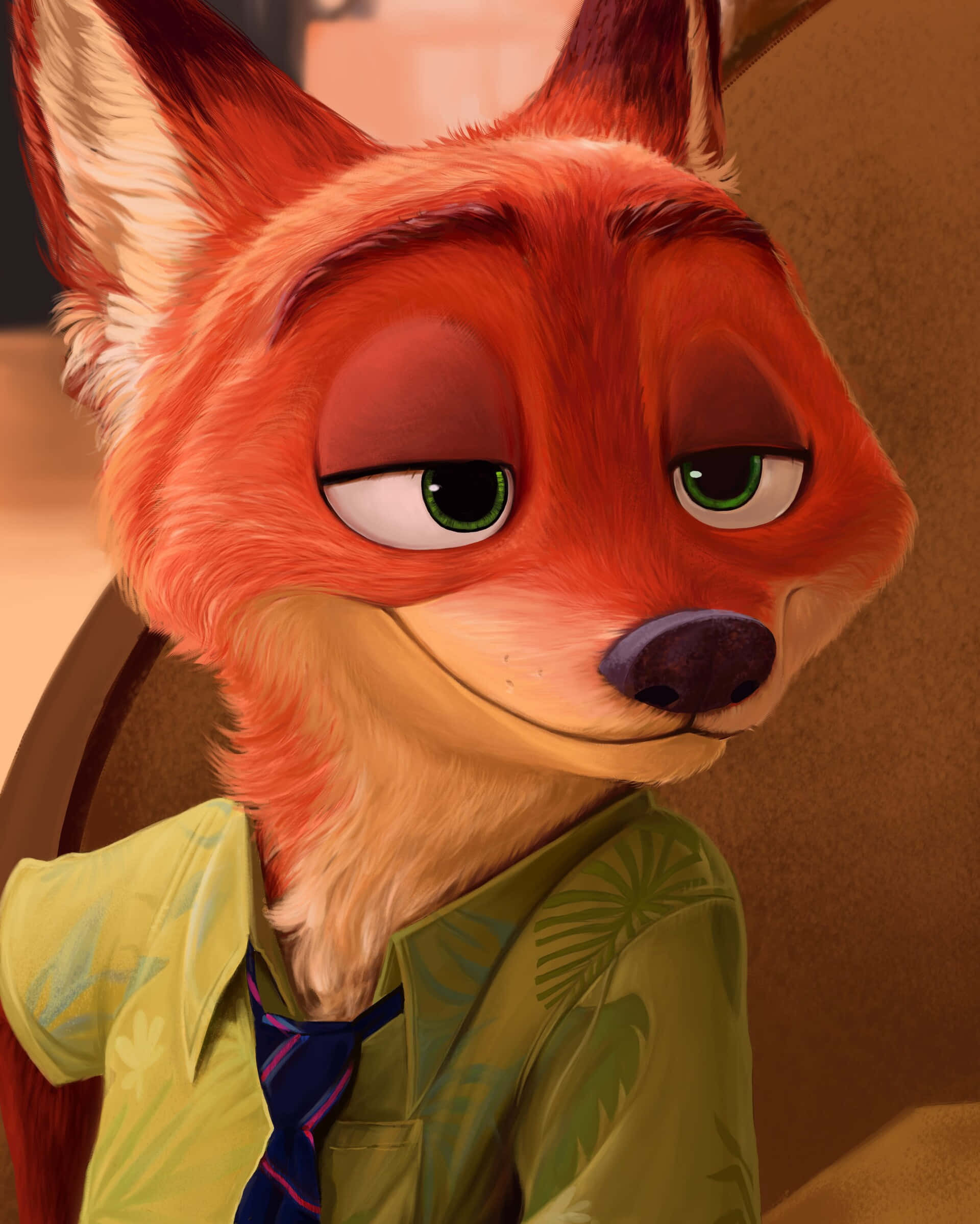 Nick Wilde, red fox, green eyes, Full HD Phone Wallpaper