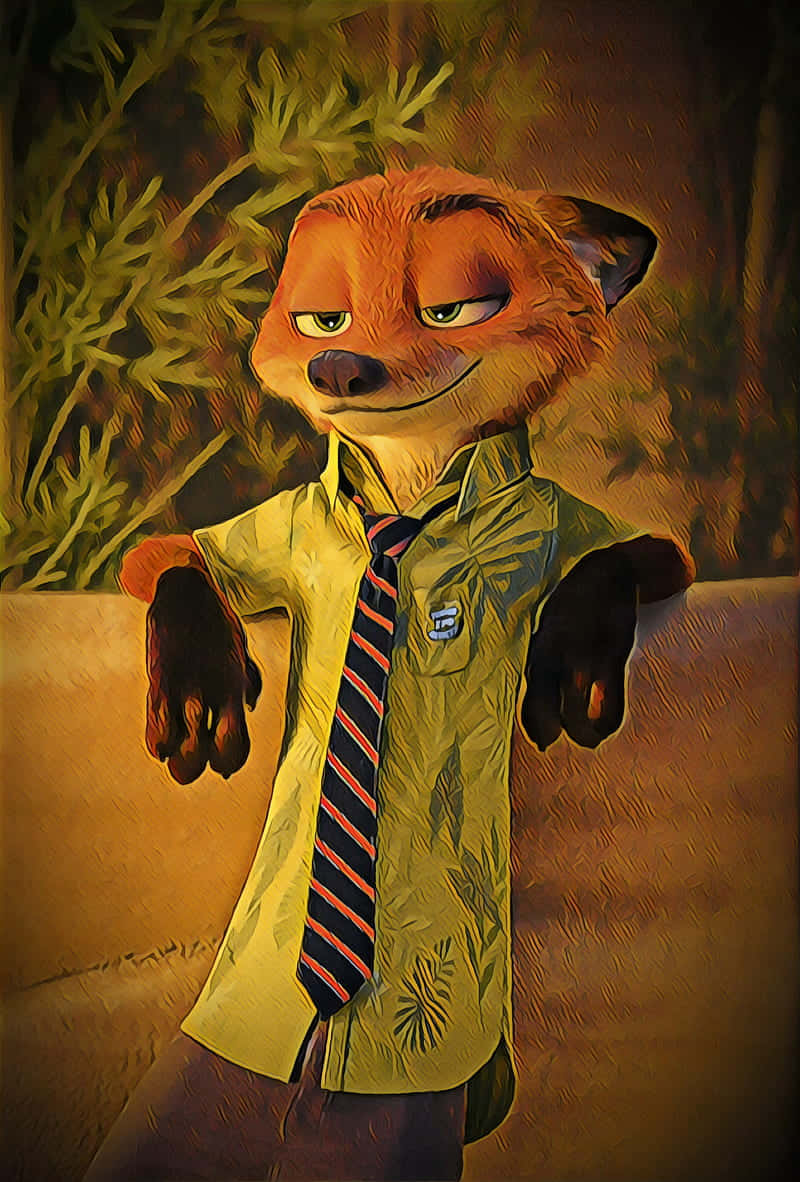 Nick Wilde, yellow shirt, striped tie, SD Phone Wallpaper