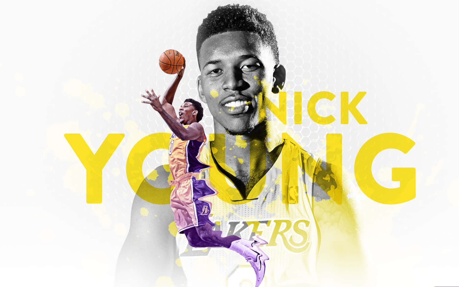 Nick Young, yellow text, vibrant purple accents, HD Desktop Wallpaper