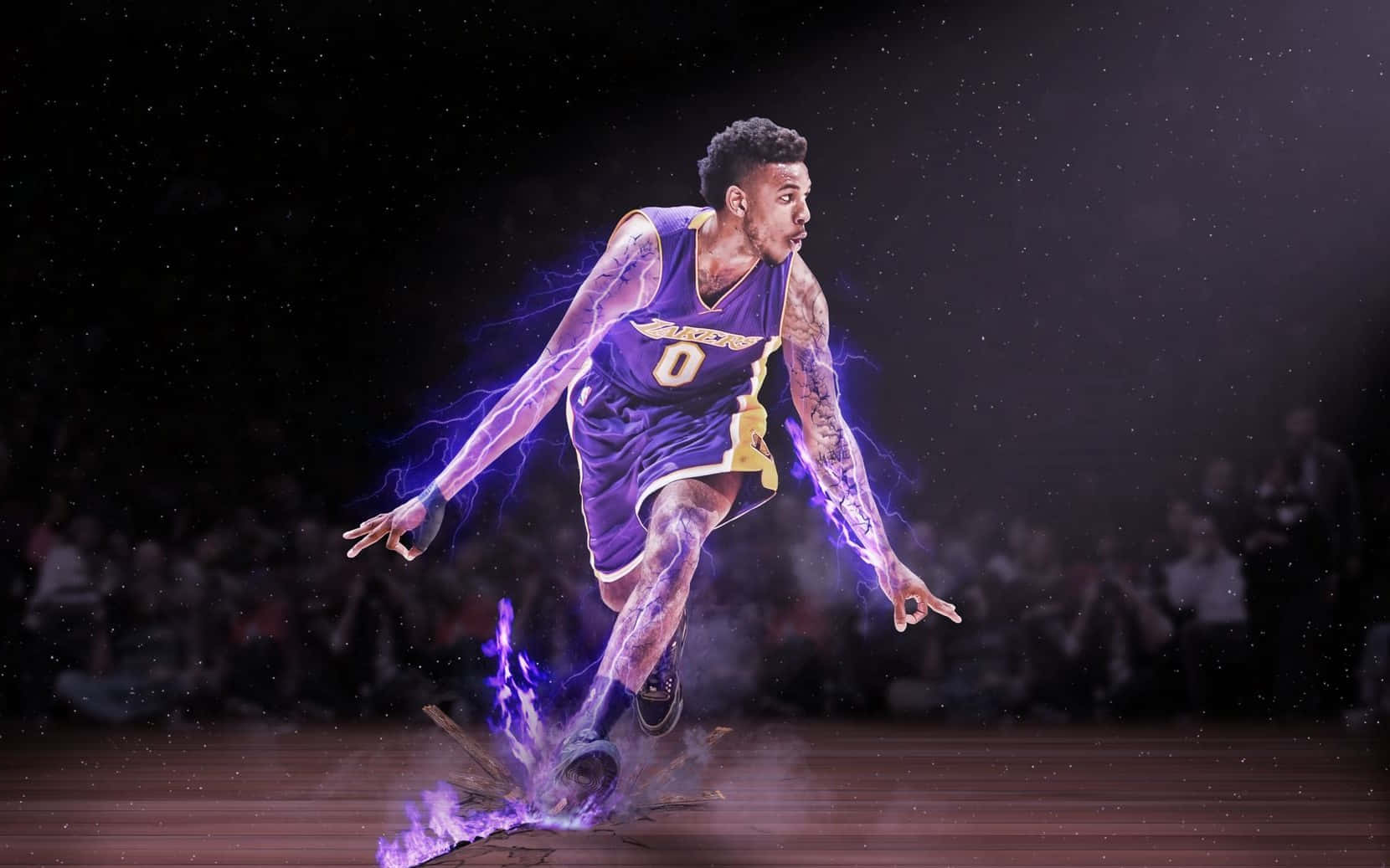 Nick Young, purple jersey, electric blue lightning, HD Desktop Wallpaper
