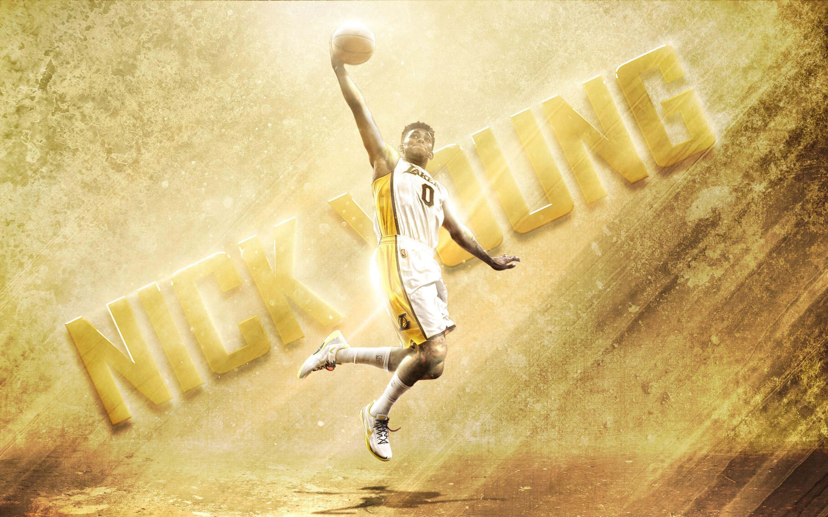 Nick Young, basketball player, golden background, 2K Desktop Wallpaper
