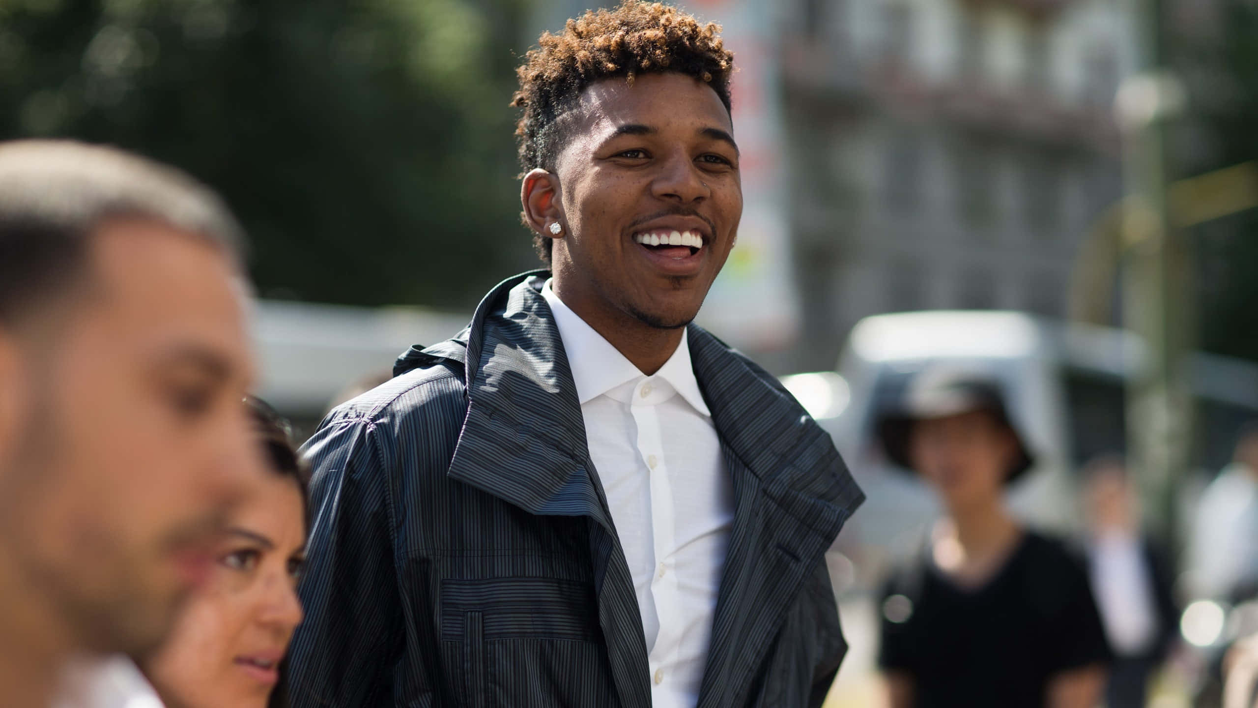 Nick Young, striped jacket, curly hair, 2K Desktop Wallpaper