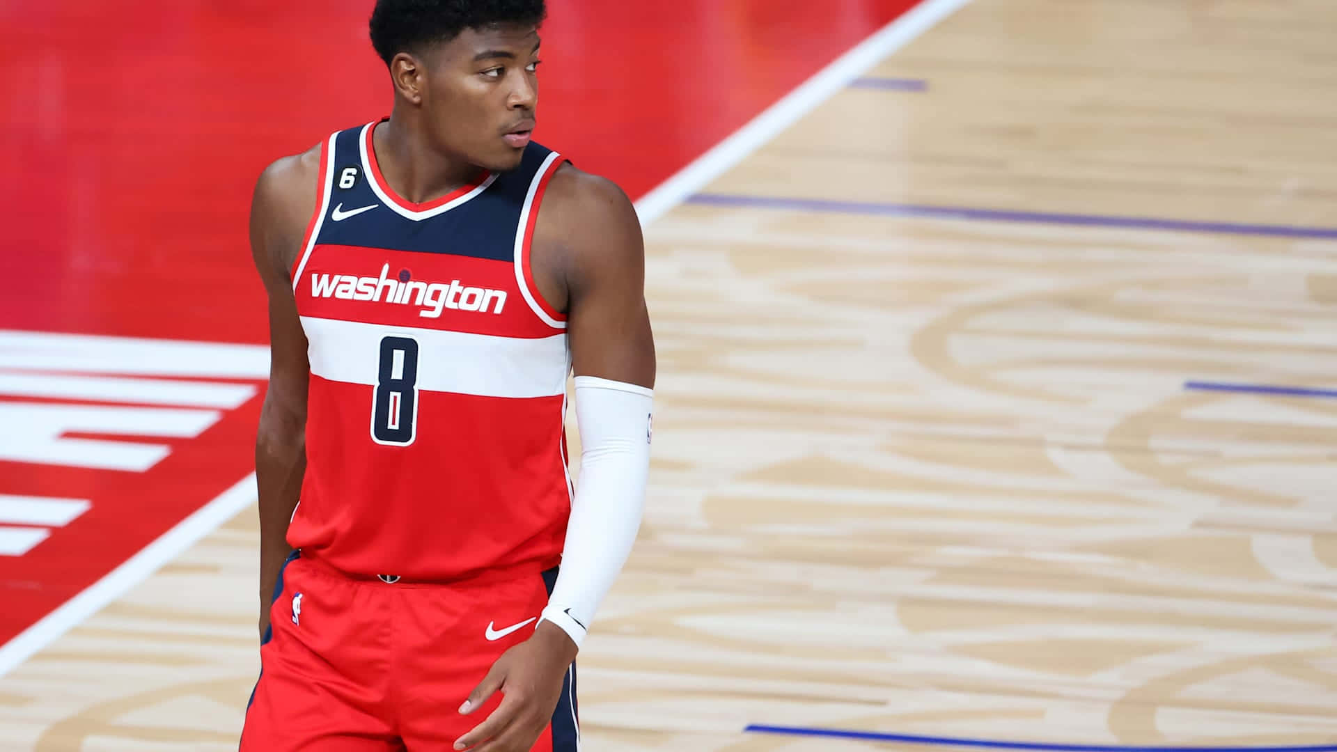 Nick Young, red Washington jersey, polished court, Full HD Desktop Wallpaper