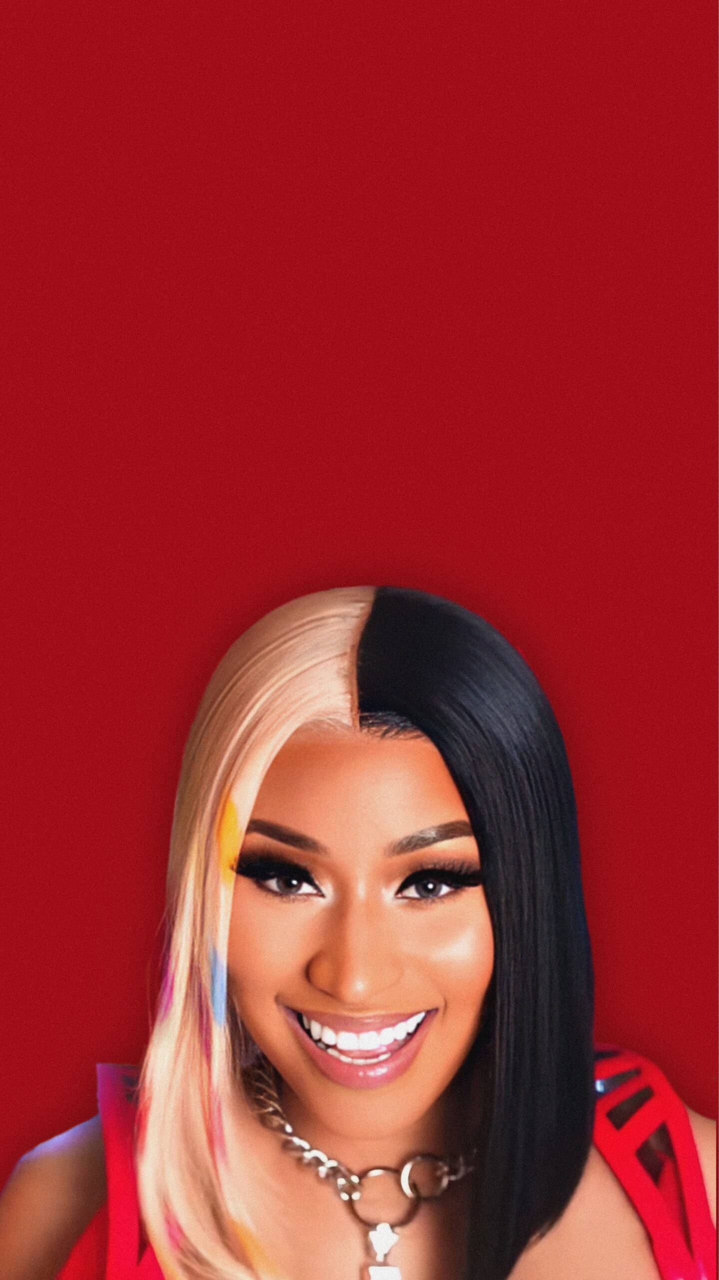 Nicki Minaj, black and blonde hair, vibrant portrait, 2K Phone Wallpaper
