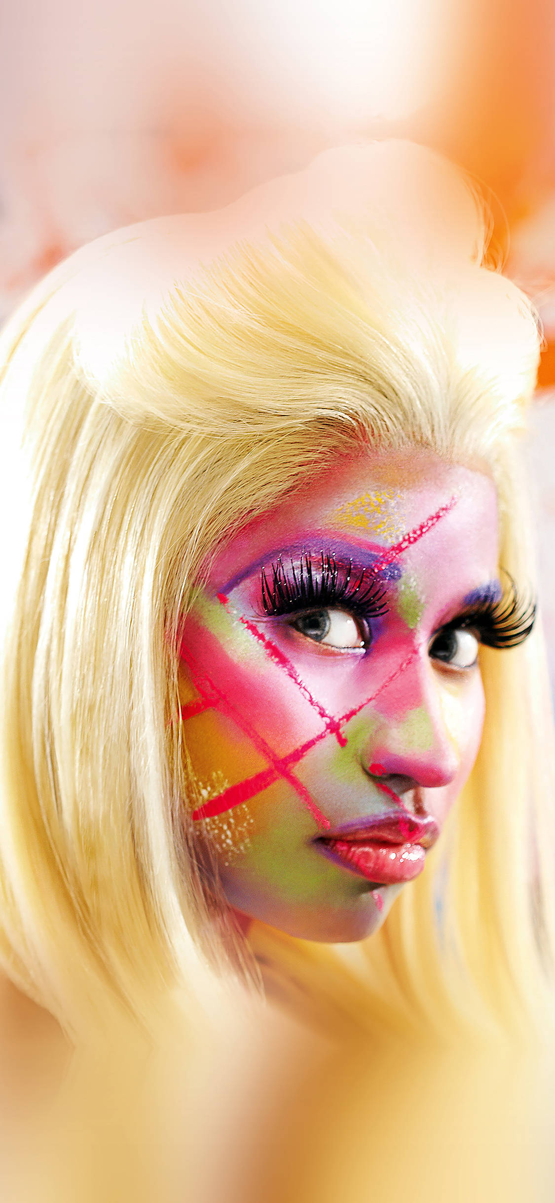 Nicki Minaj, face paint, blonde hair, Full HD Phone Wallpaper