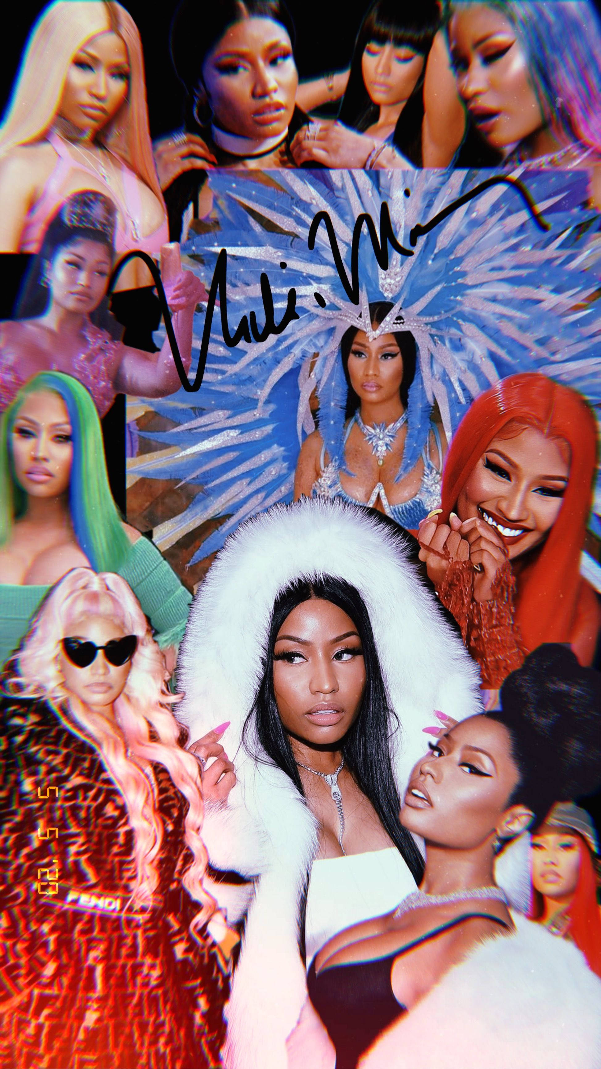 Nicki Minaj, autograph, glamorous poses, 2K Phone Wallpaper