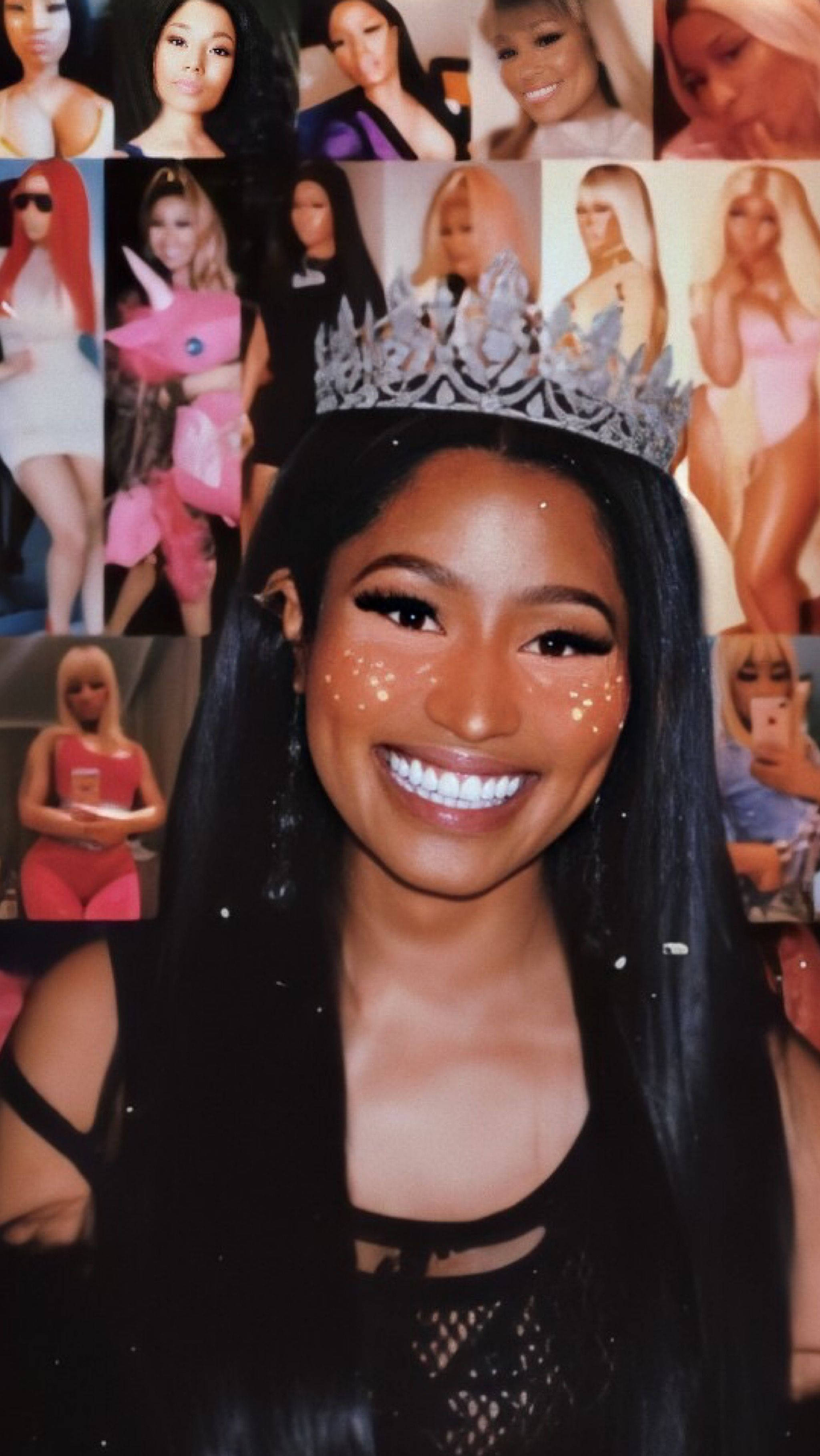 Nicki Minaj, glittery crown, sparkly face, 2K Phone Wallpaper