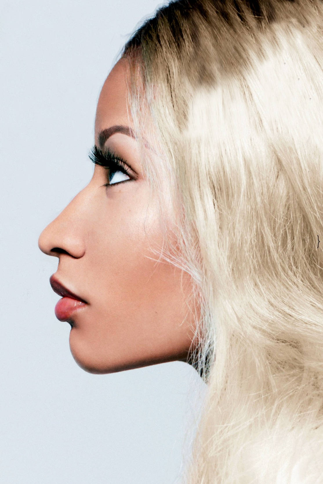 Nicki Minaj, platinum blonde hair, dramatic eyelashes, HD Phone Wallpaper