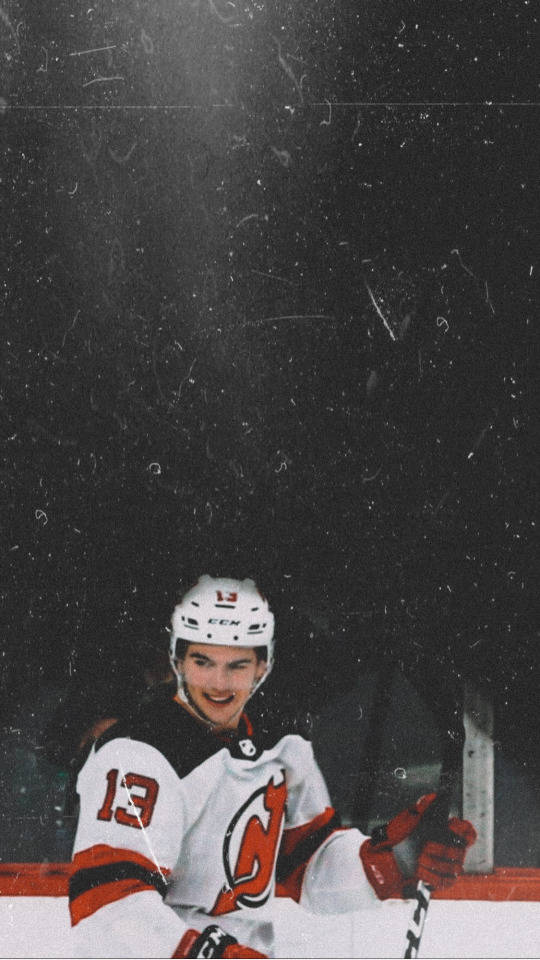 Nico Hischier, number 13, white jersey, SD Phone Wallpaper