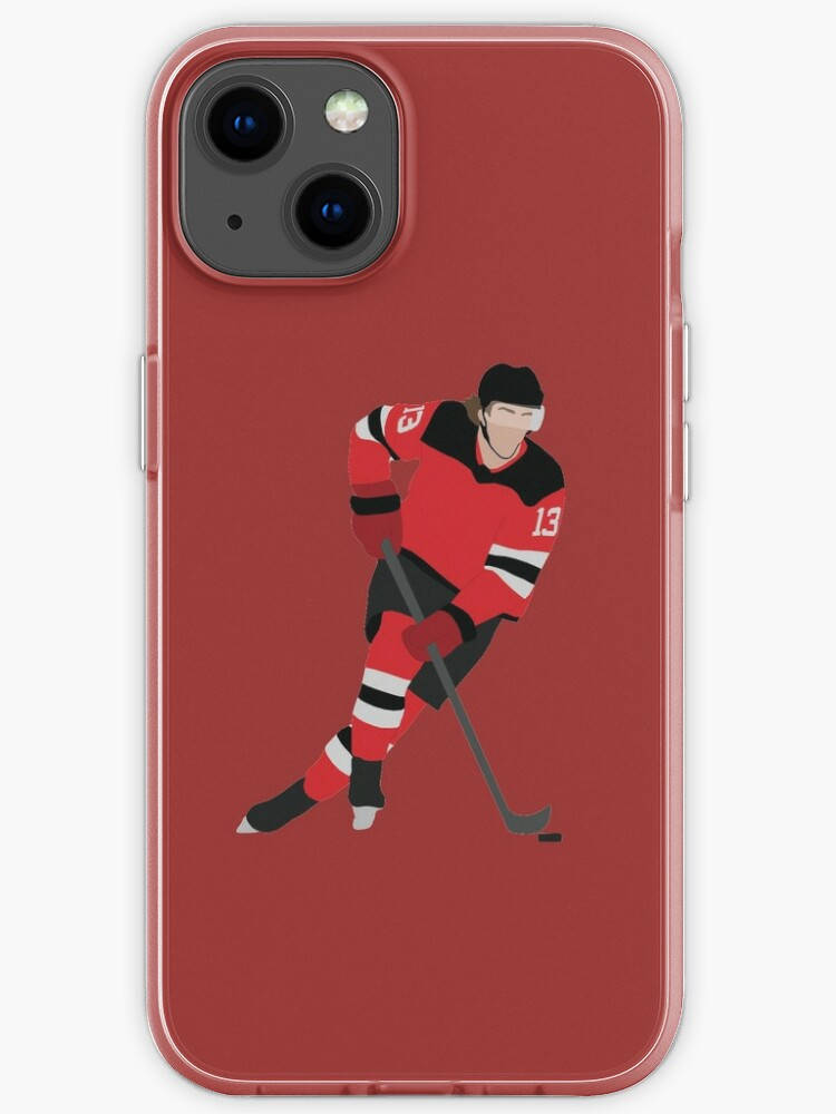 Nico Hischier, red and black uniform, hockey player, SD Phone Wallpaper
