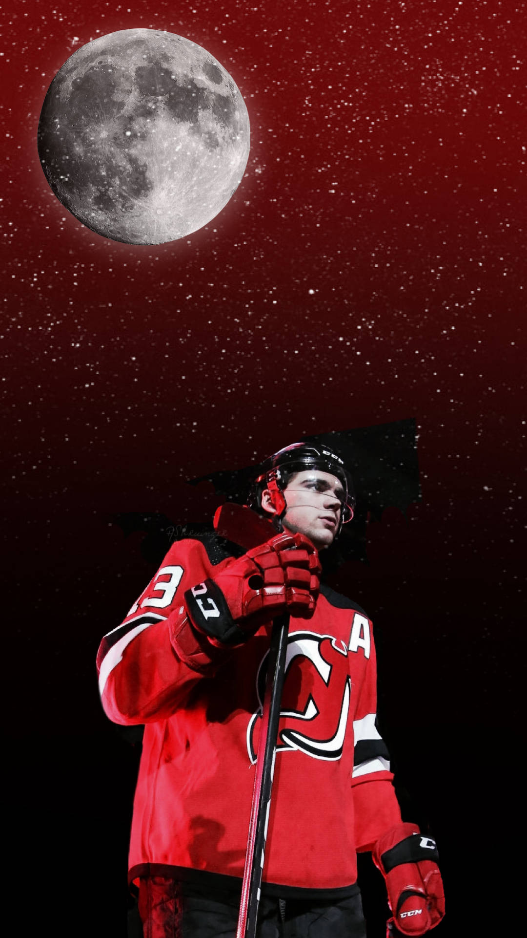 Nico Hischier, red gear, stick, Full HD Phone Wallpaper