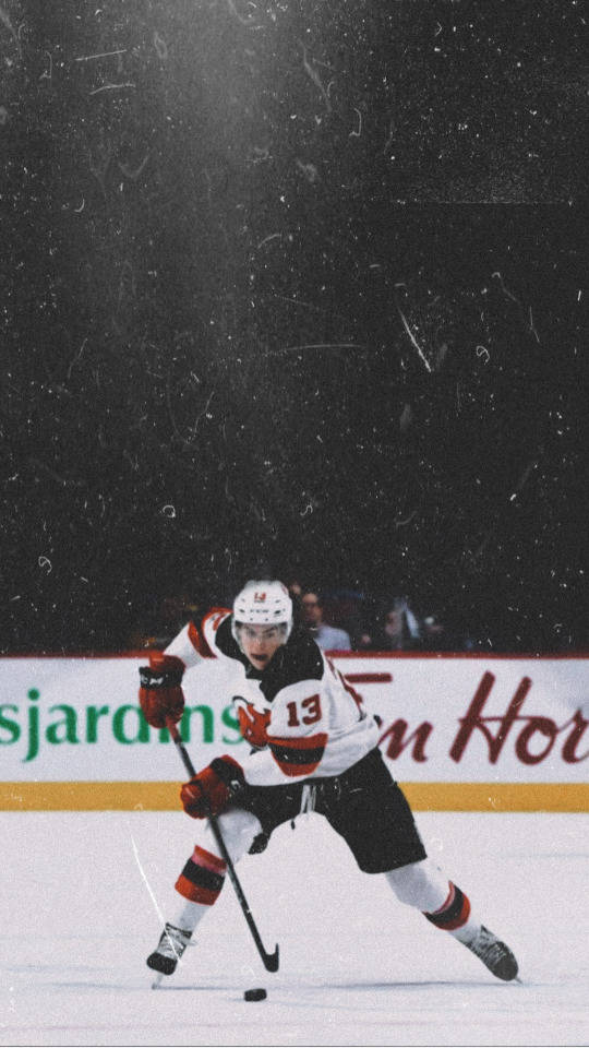 Nico Hischier, white jersey number 13, ice, SD Phone Wallpaper