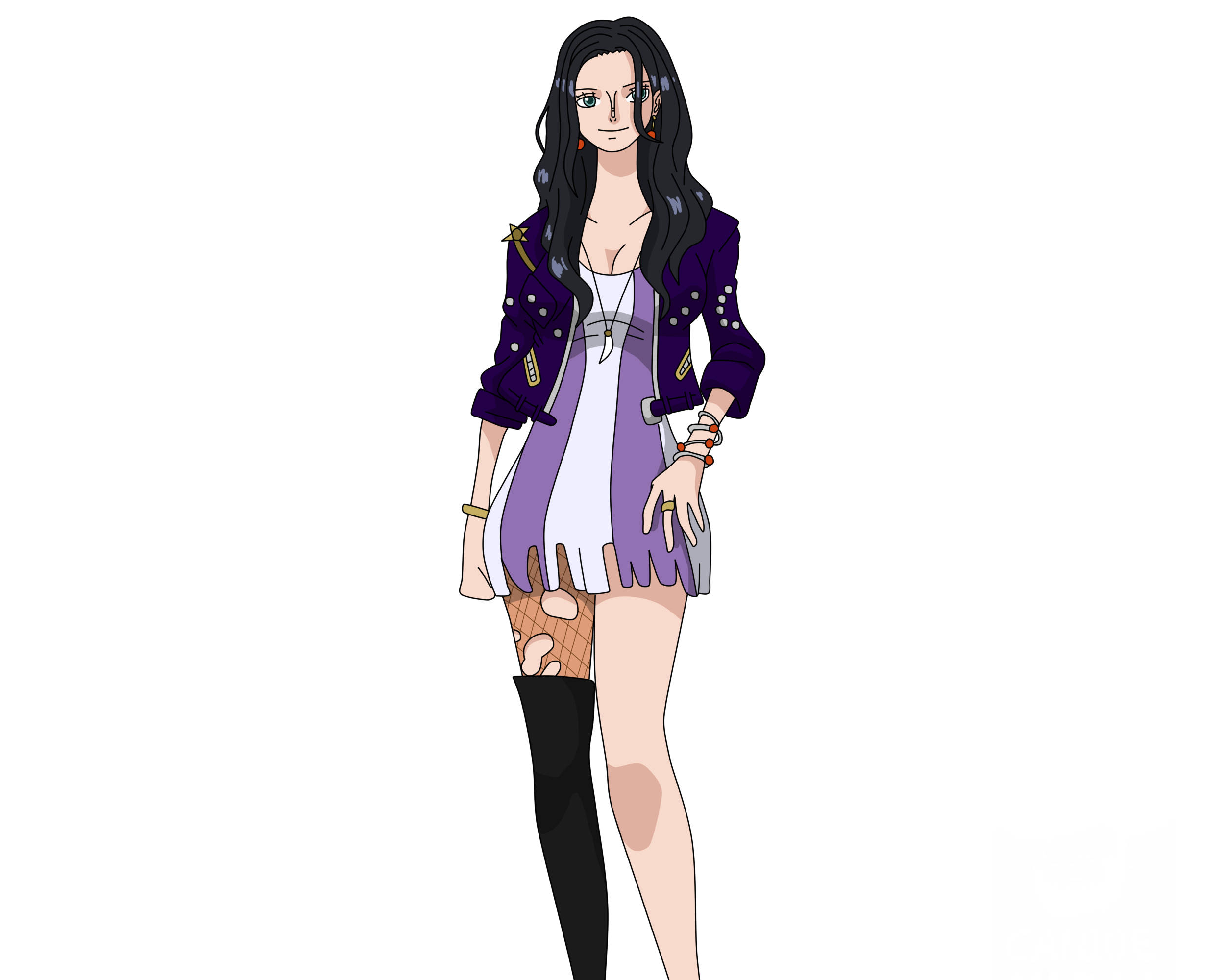 Nico Robin, One Piece, purple jacket, Full HD Desktop Wallpaper