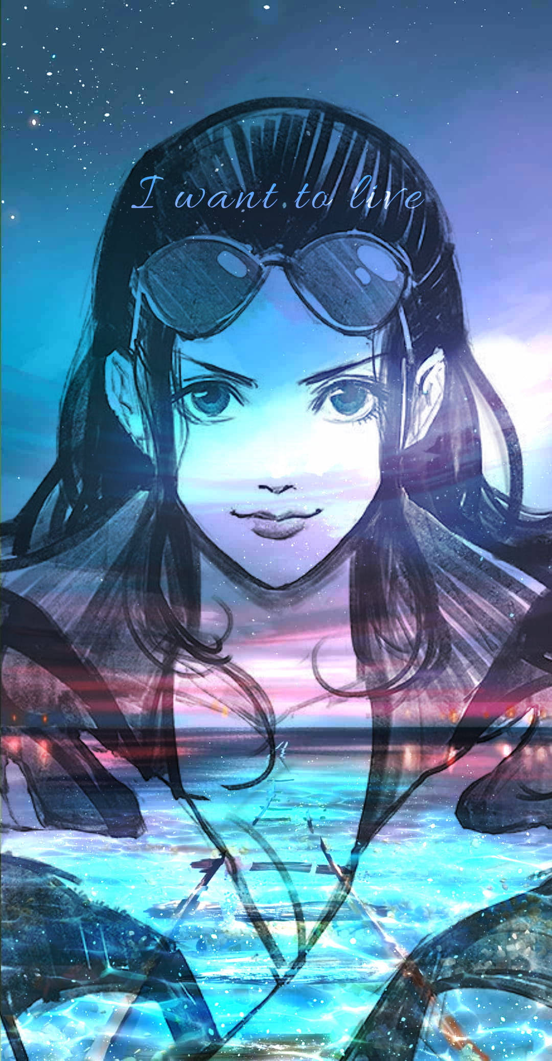 Nico Robin, One Piece, starry twilight sky, Full HD Phone Wallpaper