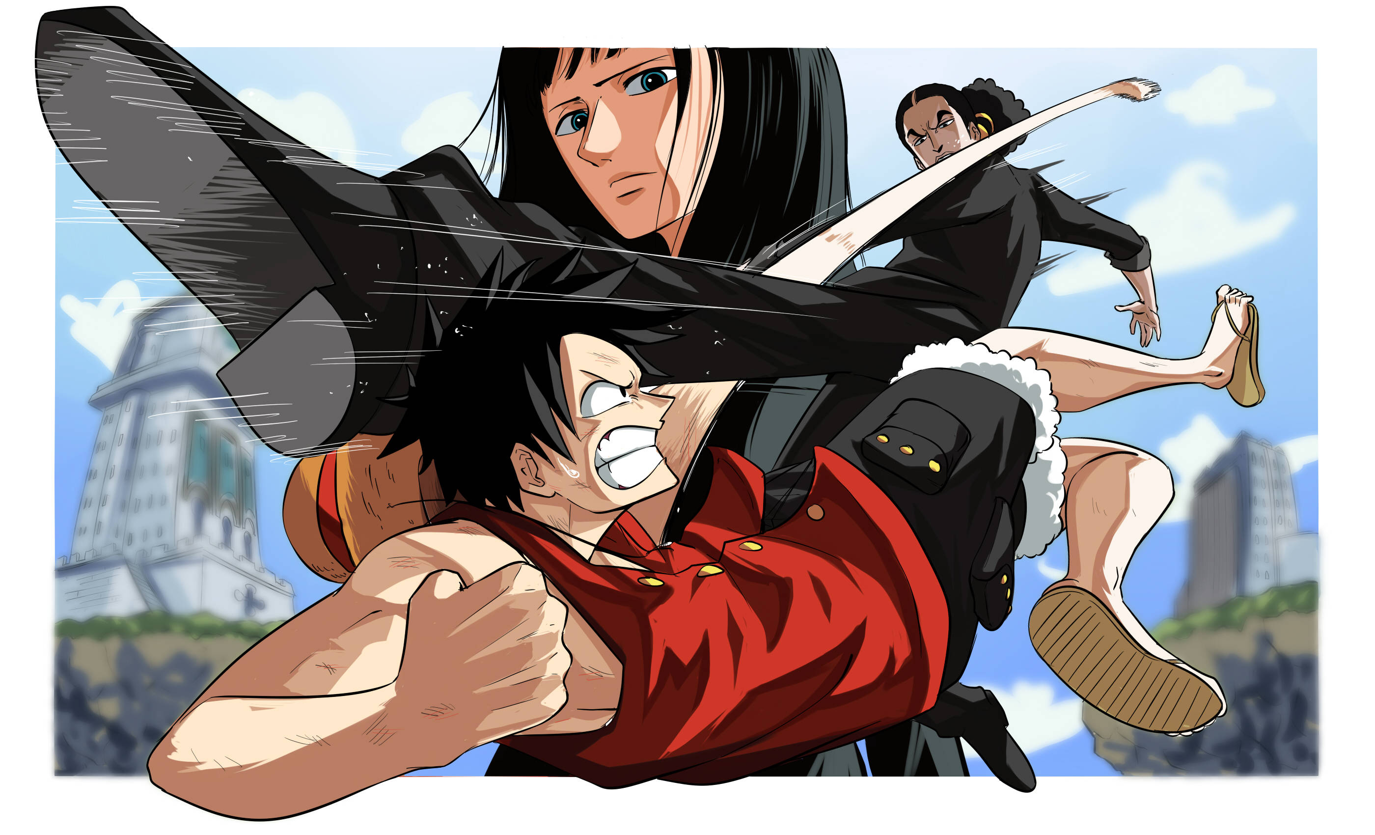 Nico Robin, One Piece, black-haired, 2K Desktop Wallpaper