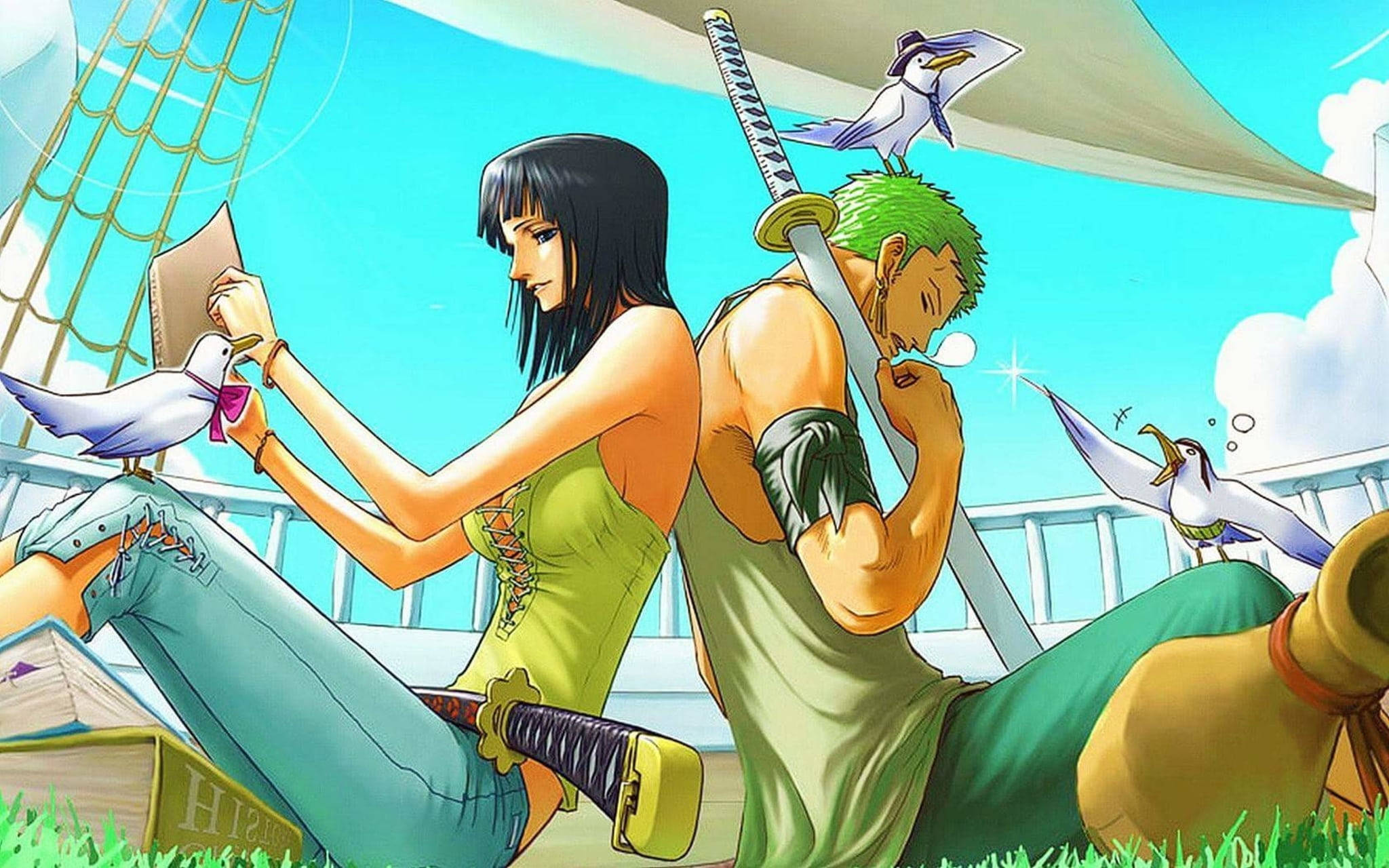 Nico Robin, One Piece, sailboat canopy, Full HD Desktop Wallpaper