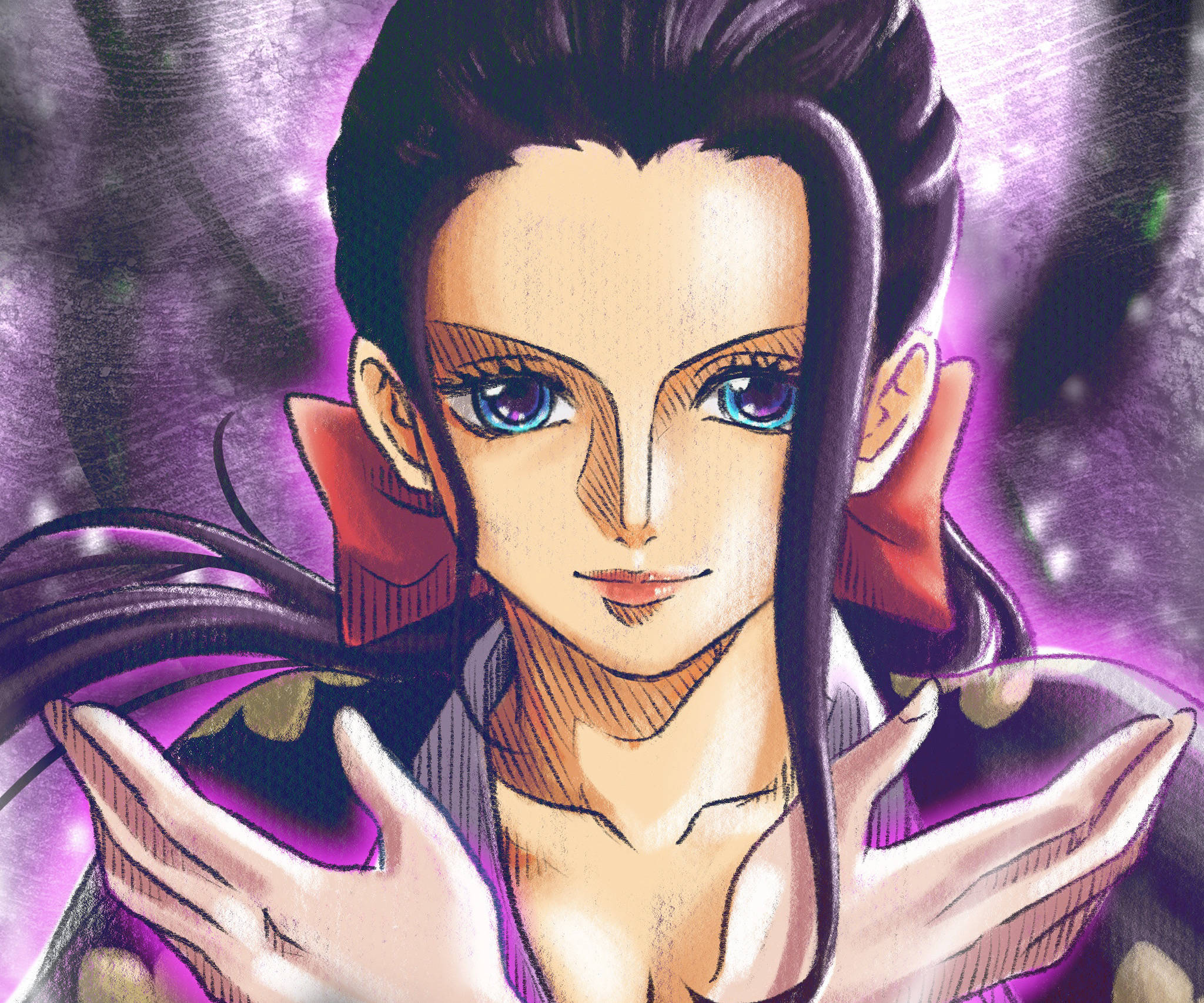 Nico Robin, One Piece, purple eyes, Full HD Desktop Wallpaper