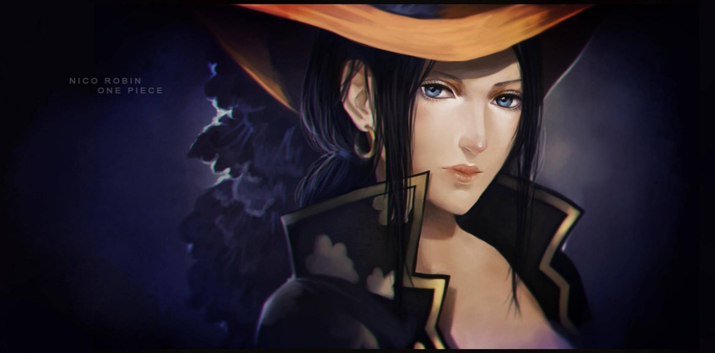 Nico Robin, One Piece, wide-brimmed hat, Full HD Desktop Wallpaper