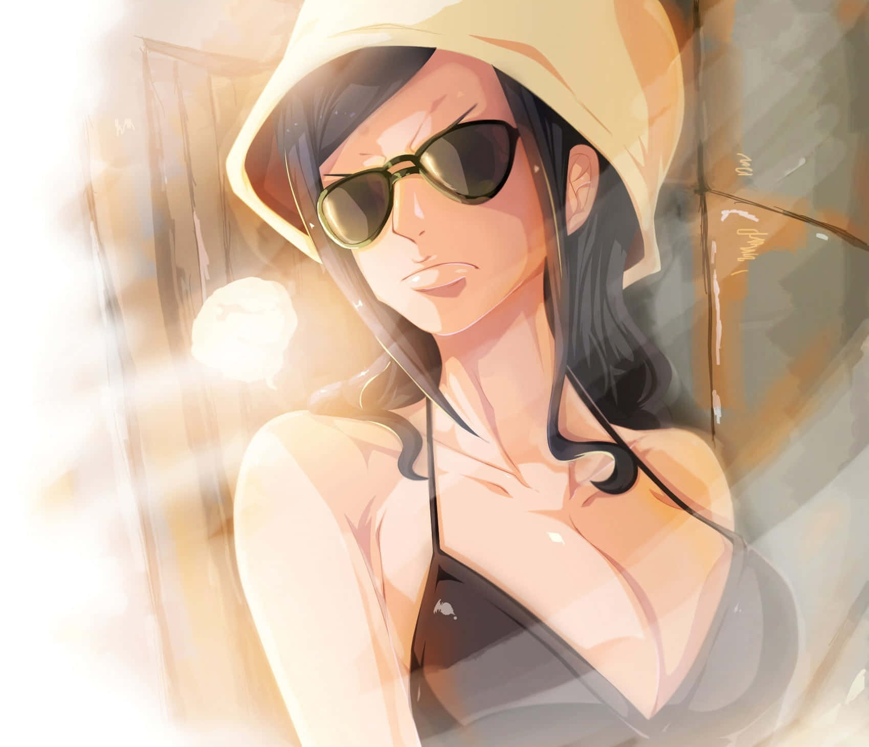 Nico Robin, dark hair, sunglasses, HD Desktop Wallpaper