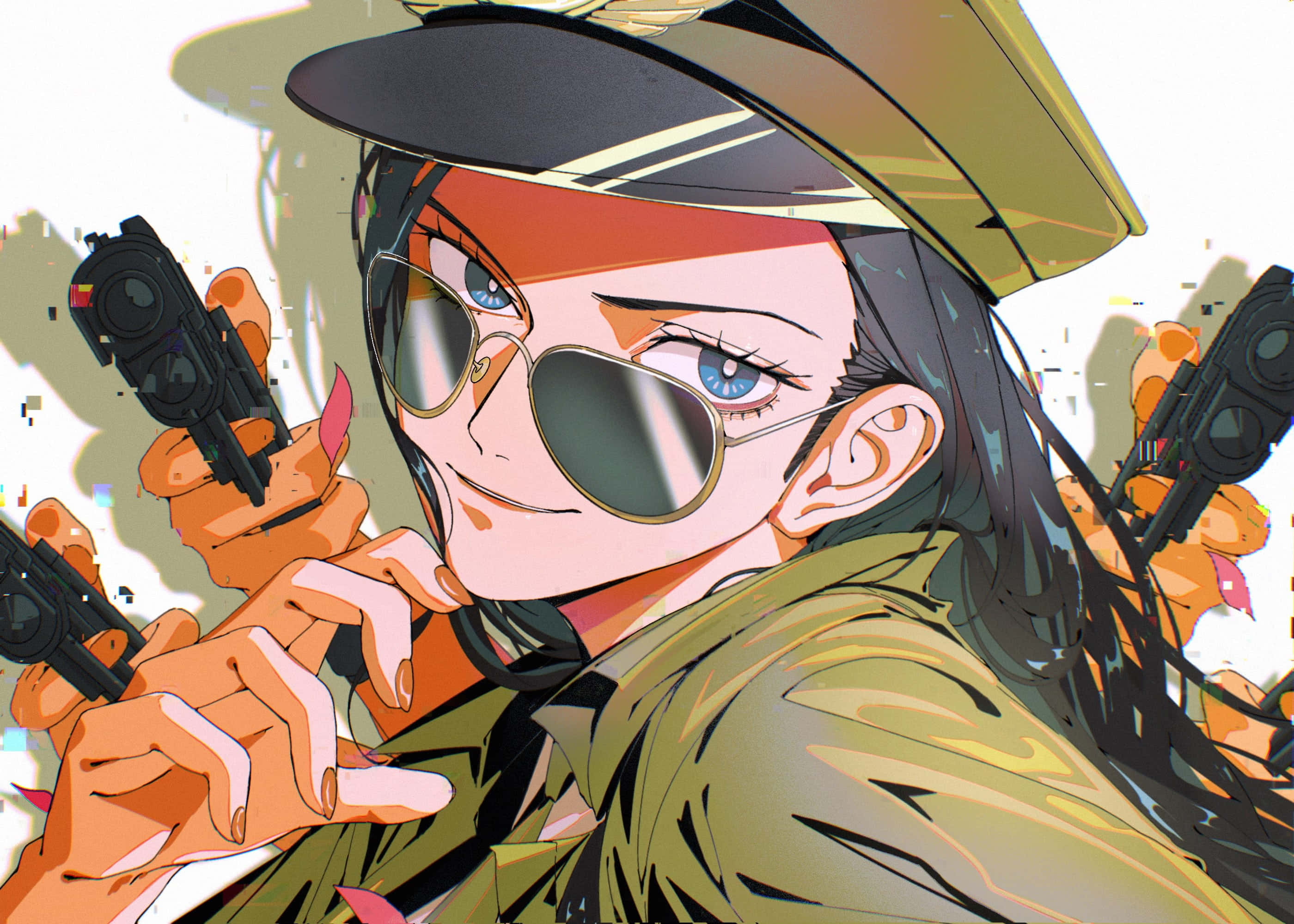 Nico Robin, military uniform, sunglasses, 2K Desktop Wallpaper