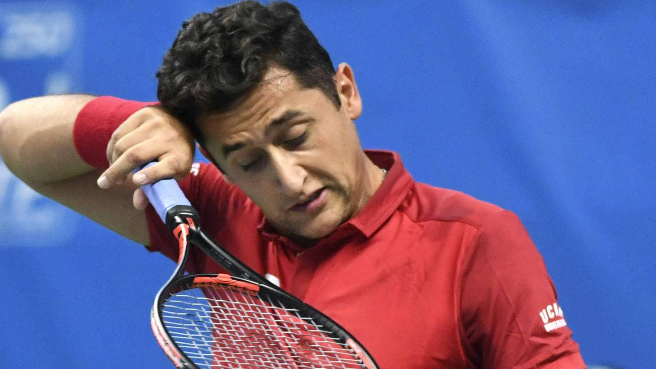 Nicolas Almagro, red shirt, racket, HD Desktop Wallpaper