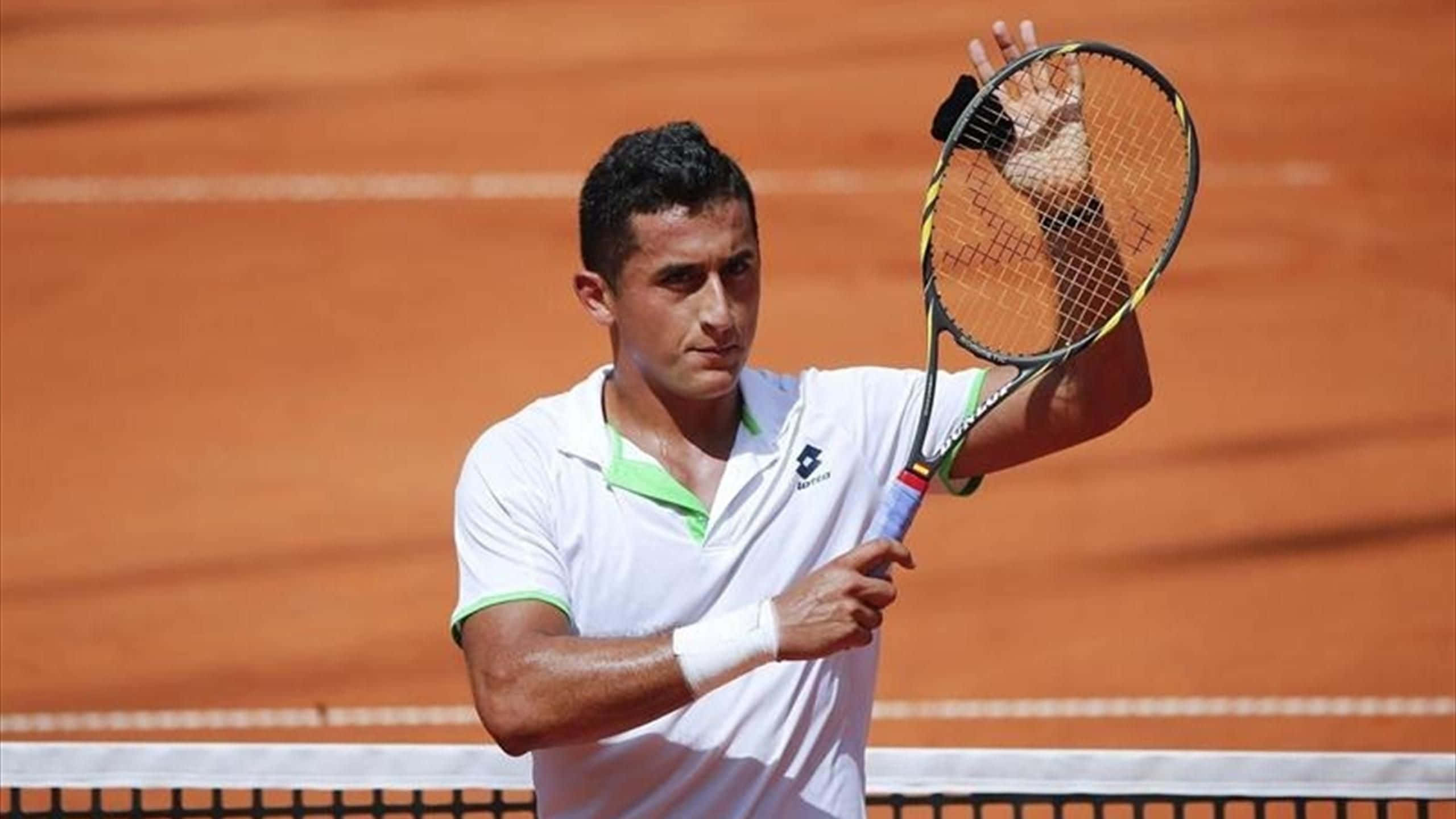Nicolas Almagro, white shirt, racket, 2K Desktop Wallpaper
