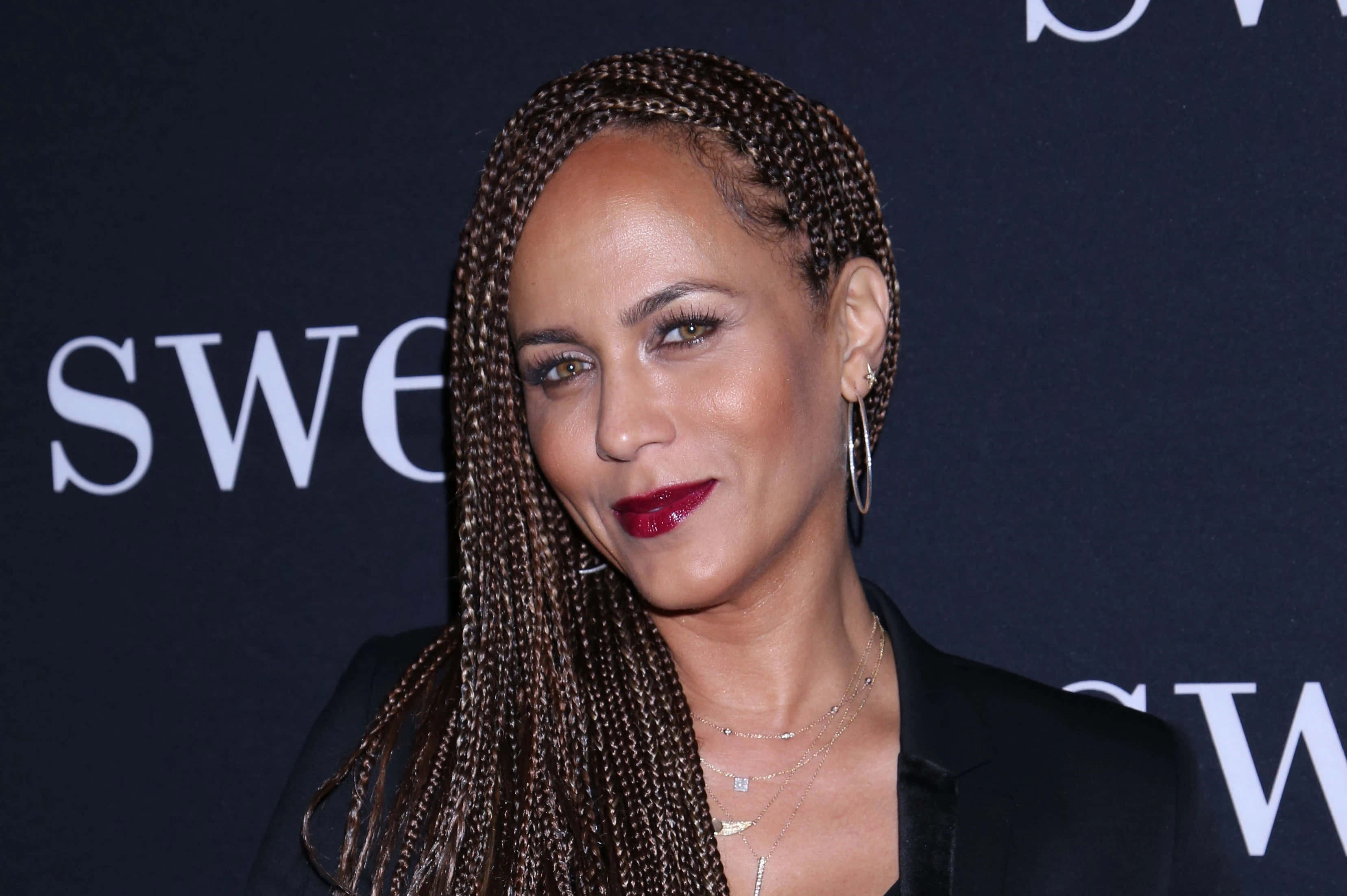 Nicole Ari Parker, floral dress, long braided hair, 2K Desktop Wallpaper