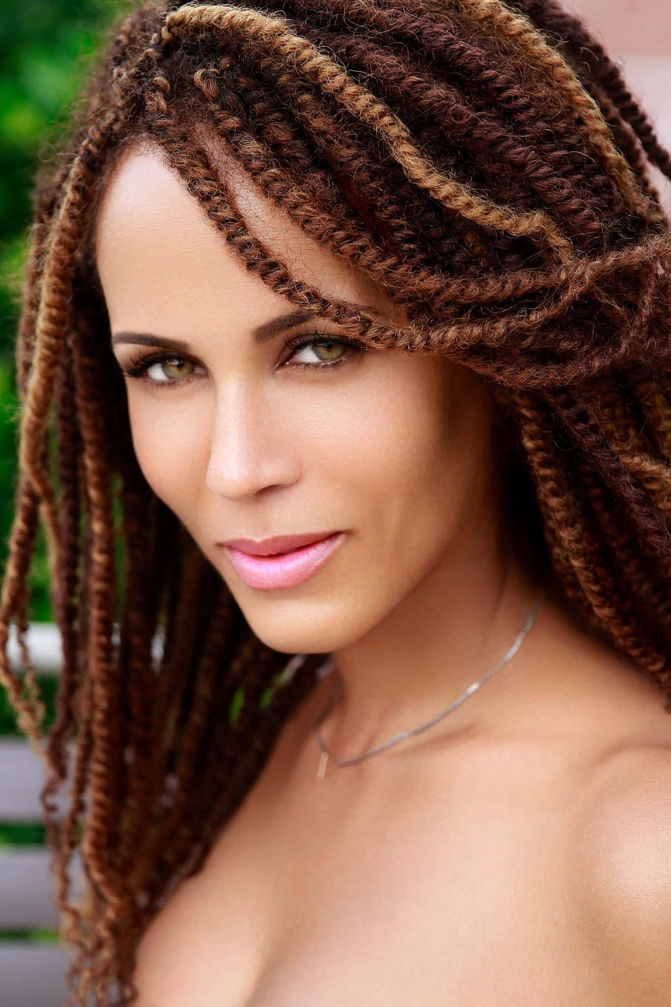 Nicole Ari Parker, elegant dress, rich brown braided hair, Full HD Phone Wallpaper