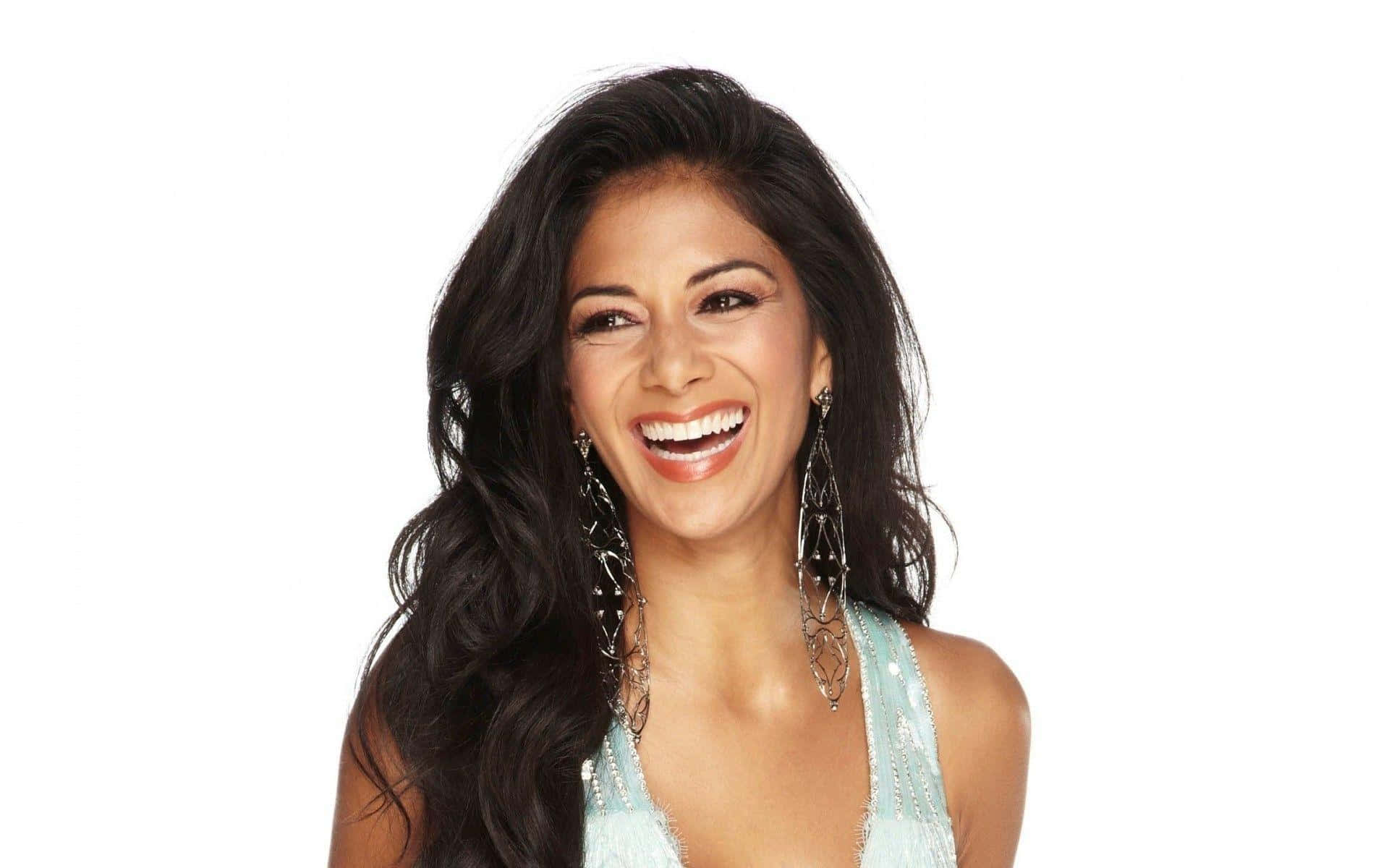 Nicole Scherzinger, long dark hair, elegant dangling earrings, Full HD Desktop Wallpaper