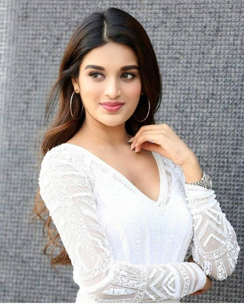 Nidhi Agarwal, Tollywood Actress, long dark hair, SD Phone Wallpaper