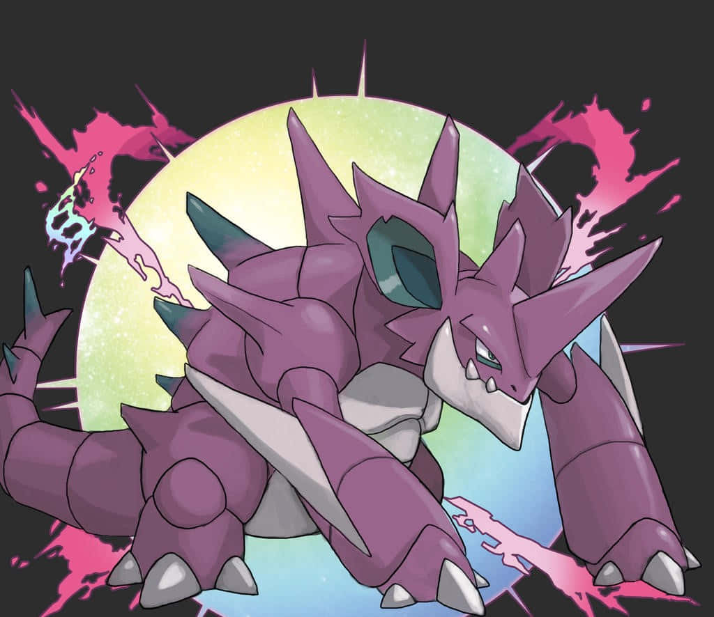 Nidoking, purple, glowing moon, SD Desktop Wallpaper